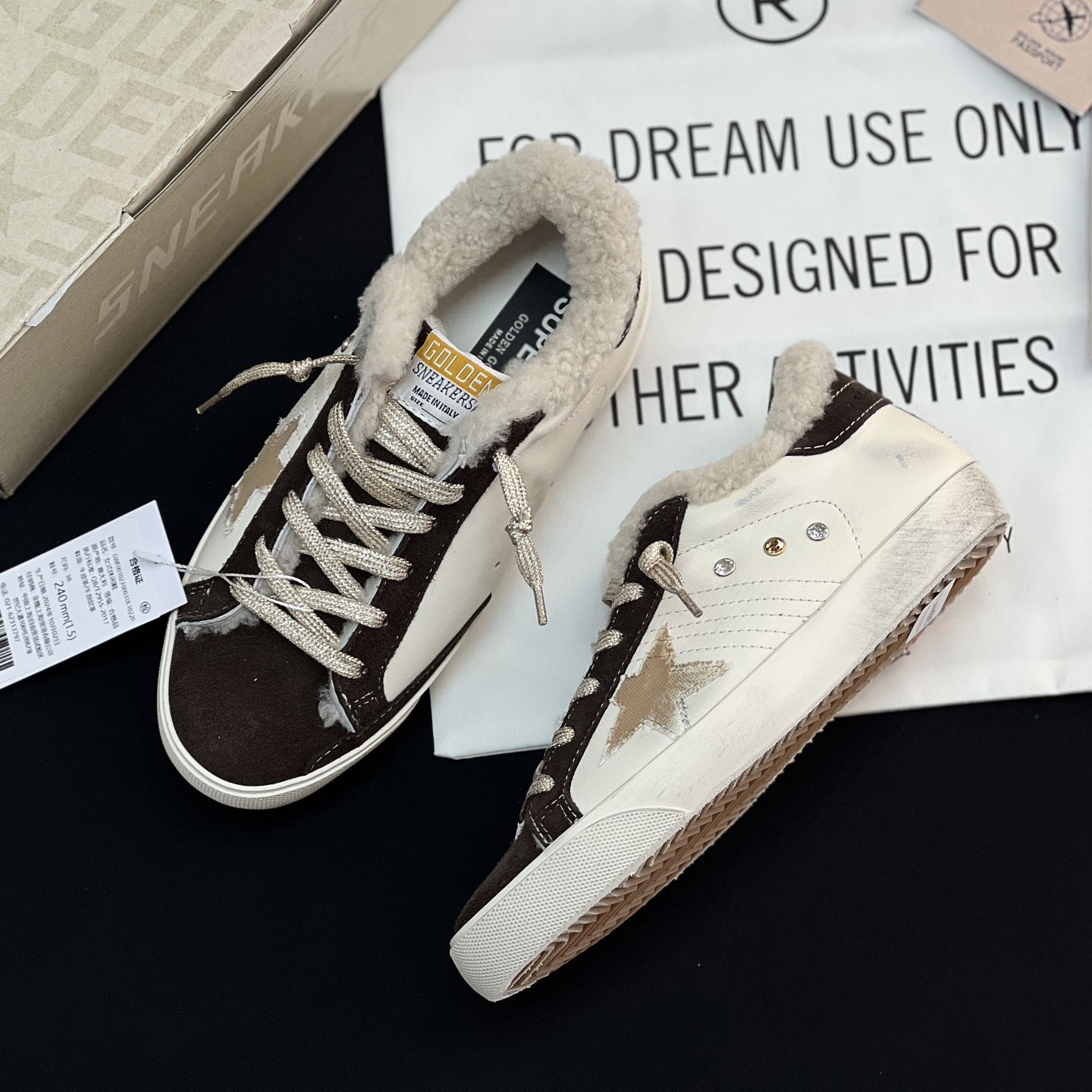 NIGO Golden Goose Women's Fall/Winter Lamb's Wool Suede Low Top Lace Up Casual Shoes #nigo74683