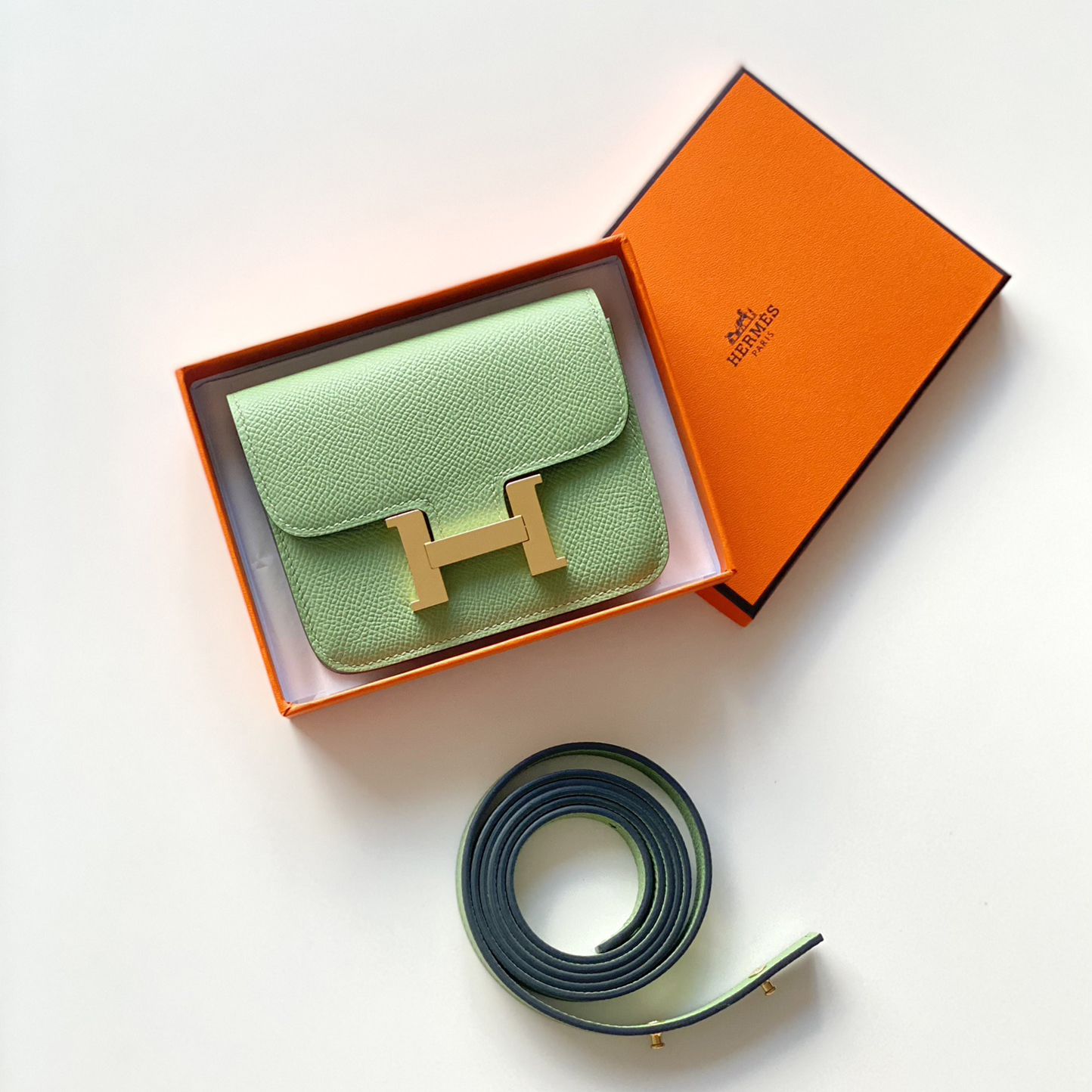 NIGO Hermes Constance Slim Women's Solid Color Leather Metal Buckle Epson Cowhide Waistlet Wallet Bag Bags #nigo74676