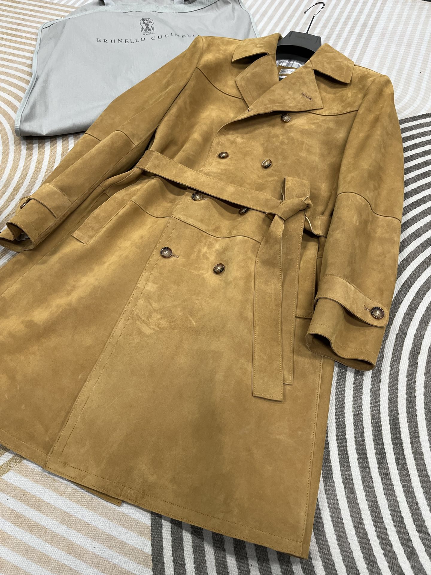 NIGO Brunello Cucinelli Men's Women's Autumn And Winter Leather Trench Coat Casual Solid Color Lapel Belt Jacket Ngvp #nigo9777