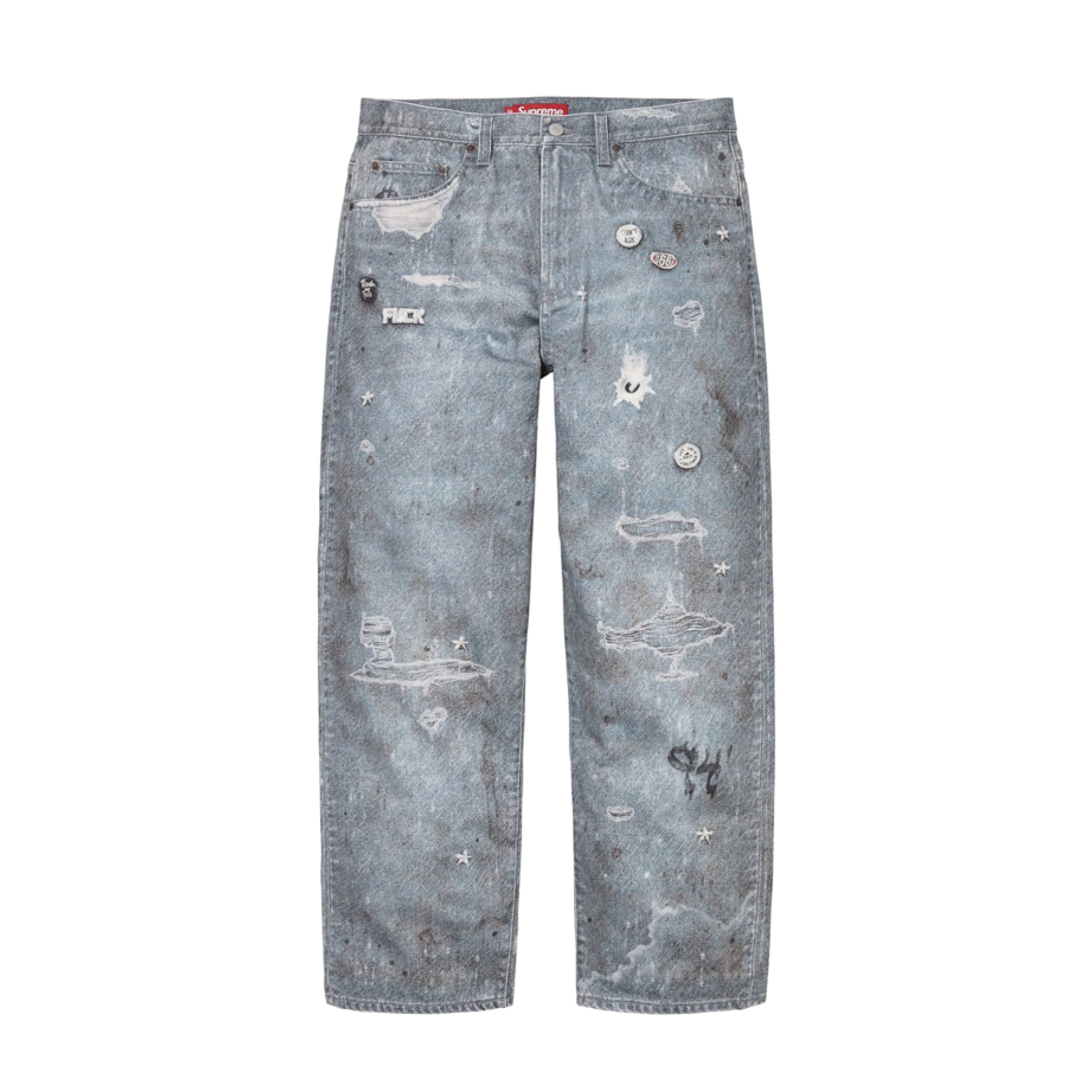 NIGO Supreme x HJR Men's And Women's Spring And Fall Do Old 3d Printing Loose Blue Jeans Pants #nigo74696
