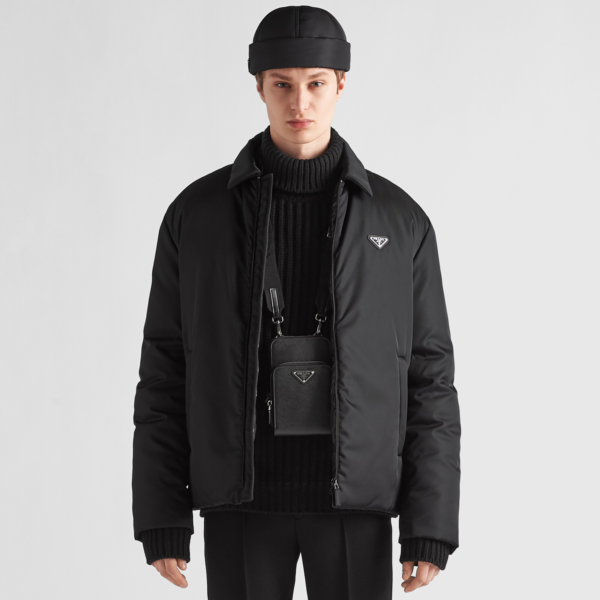 NIGO Prada Men's Fall And Winter Black Nylon Waterproof Zipper Puffer Down Long Sleeve Jacket #nigo74697
