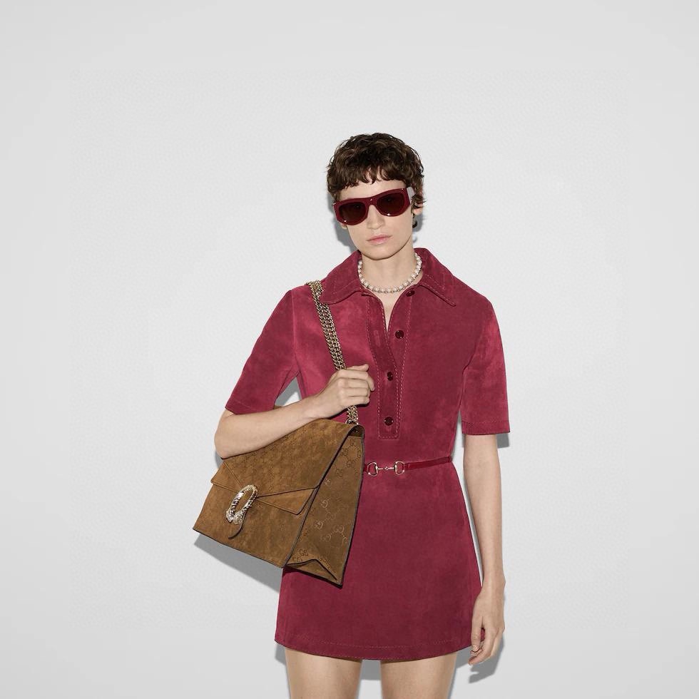 NIGO Gucci Dionysus Women's Sliding Chain Tiger Head Lock Clasp Solid Color Suede Crossbody Shoulder Bag Bags #nigo74692