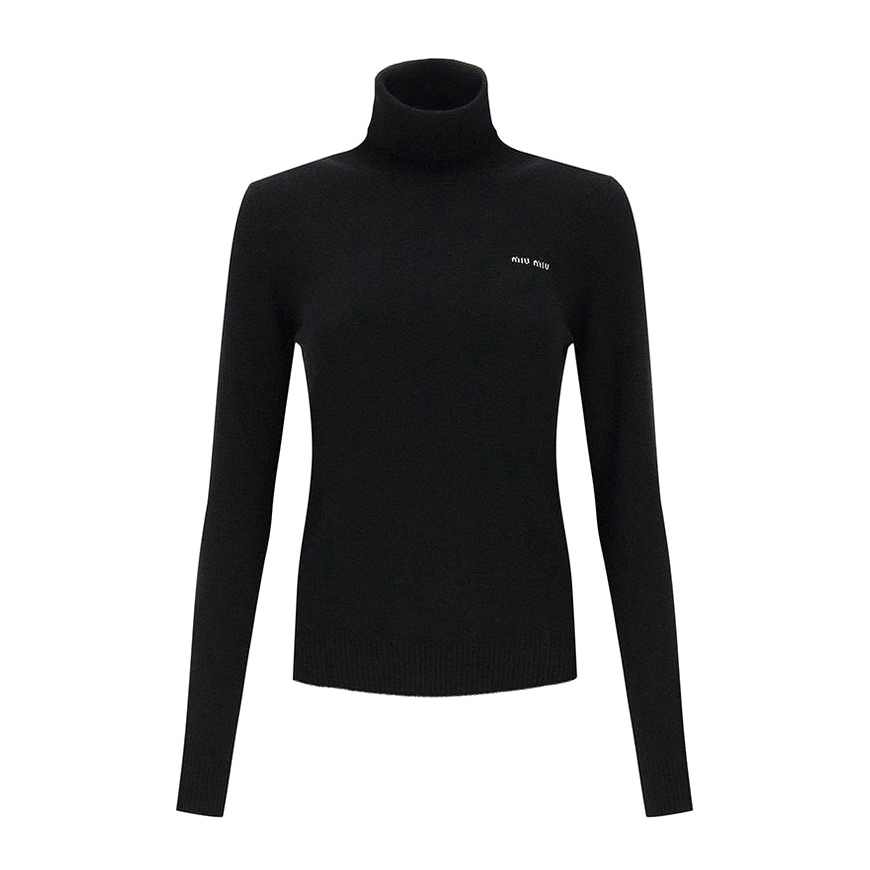 NIGO MiuMiu Women's Autumn/Winter Solid Color Turtleneck Wool Knit Sweater Pullover #nigo74723