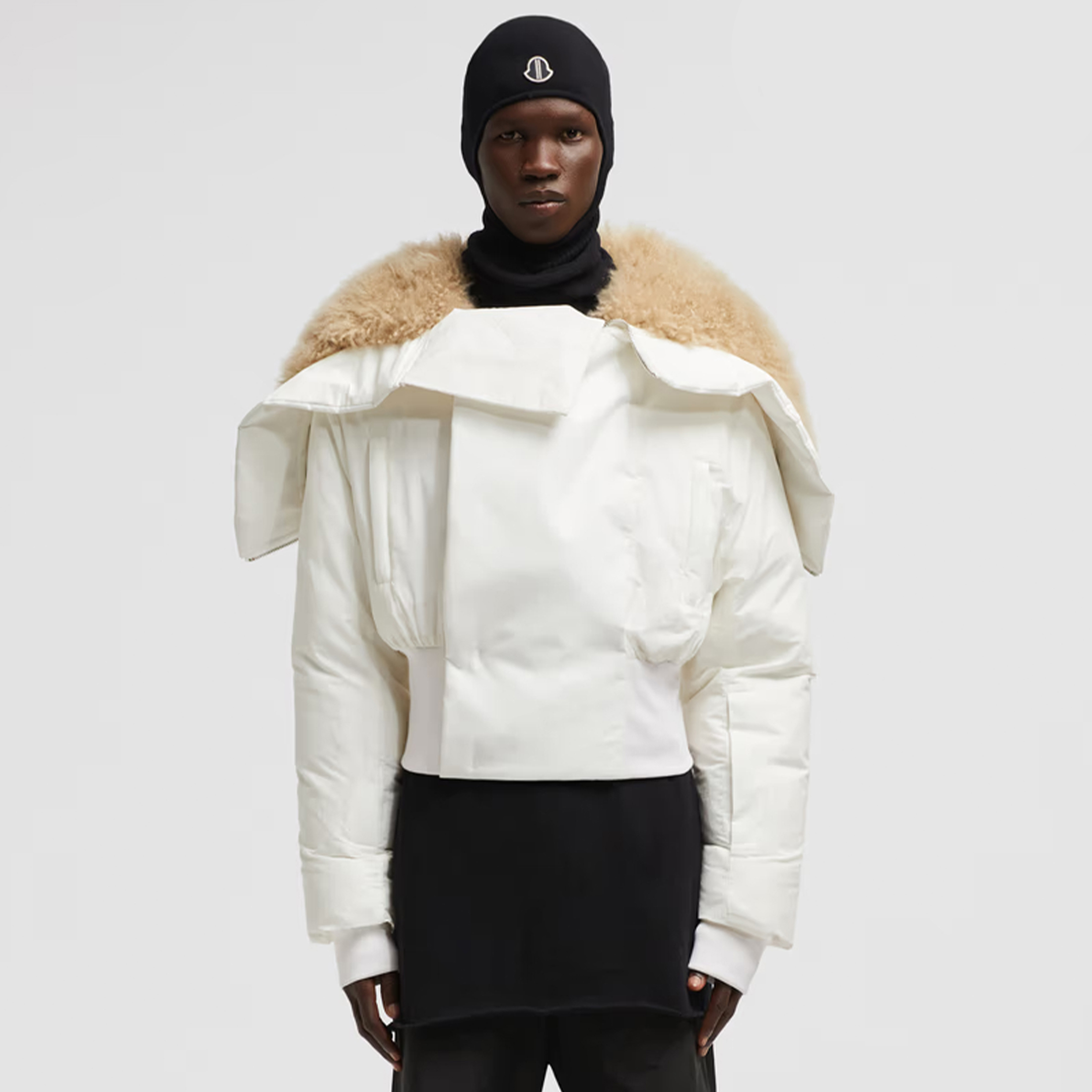 NIGO Moncler x Rick Owens Men's Women's Autumn And Winter Large Fur Collar Removable Trend High Street White Down Jacket Zip Hooded Jacket Ngvp #nigo9794