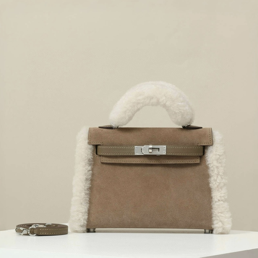 NIGO Hermes Women Solid Color Suede Plush Fashion Temperament Tote Shoulder Bag Bags #nigo74714