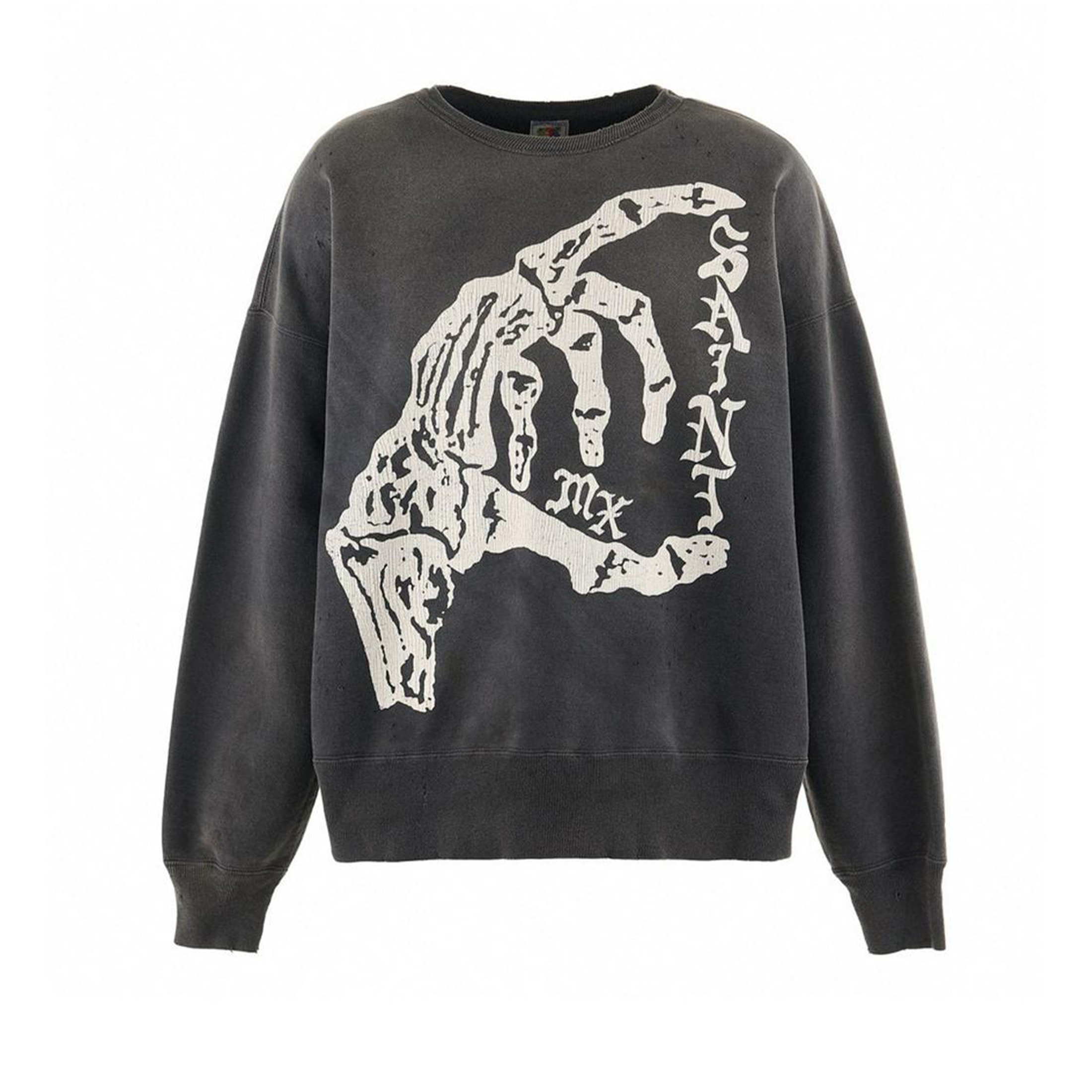 NIGO Saint Michael Men's Skull Print Retro Washed Grey Sweatshirt Fashion High Street Casual Trend Round Neck Long Sleeve Pullover Sweatshirt T-shirt Ngvp #nigo9796