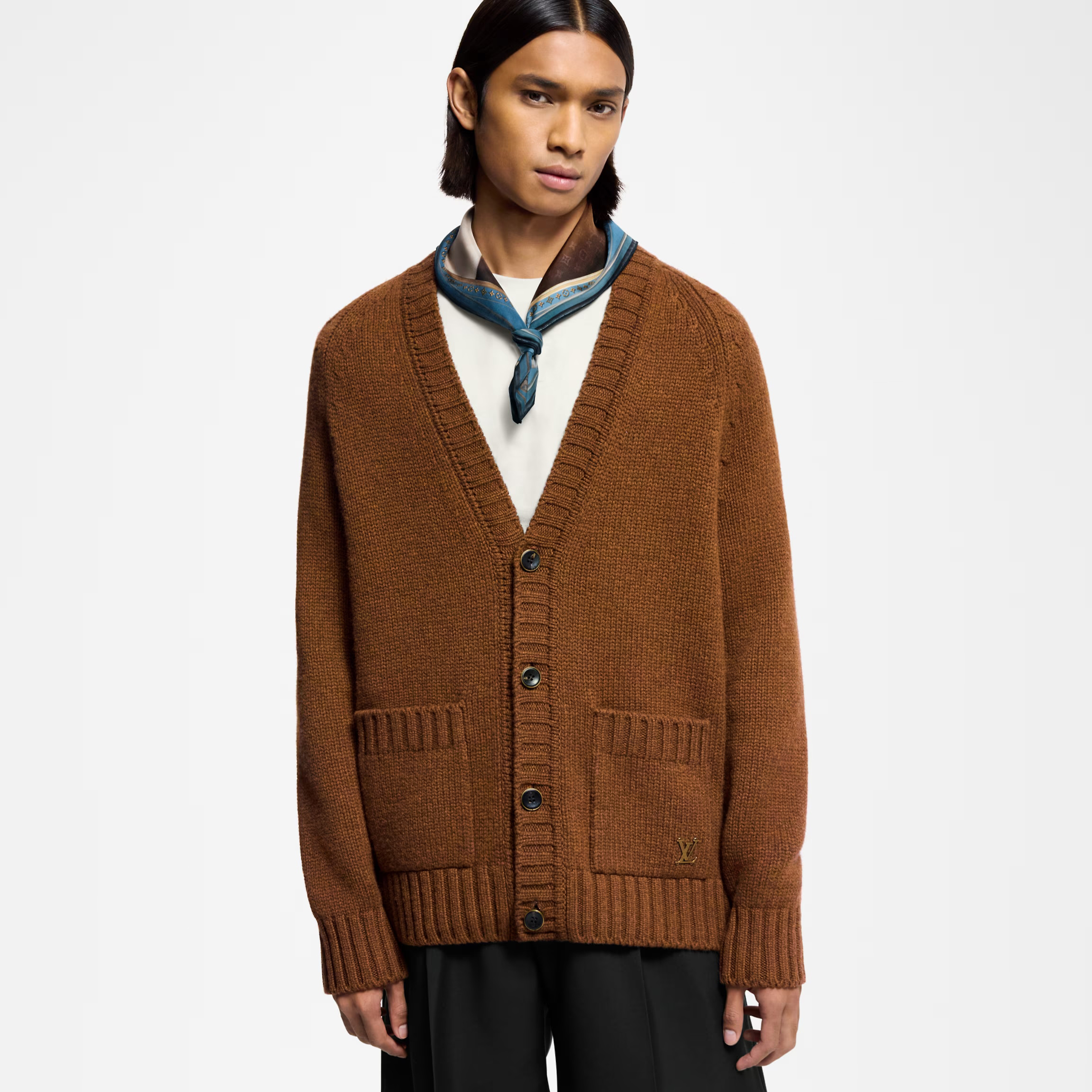NIGO Louis Vuitton Men's And Women's Spring And Fall Solid Color V-neck Cashmere Blend Single Breasted Long Sleeved Knit Cardigan Jacket #nigo74711