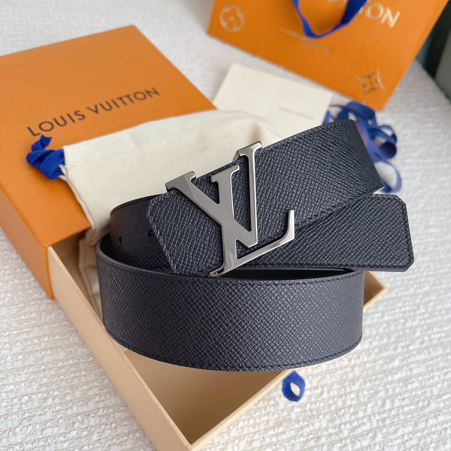 NIGO Louis Vuitton Men's Solid Color Design Metal Logo Label Calfskin Leather 40 mm Belt #nigo74729