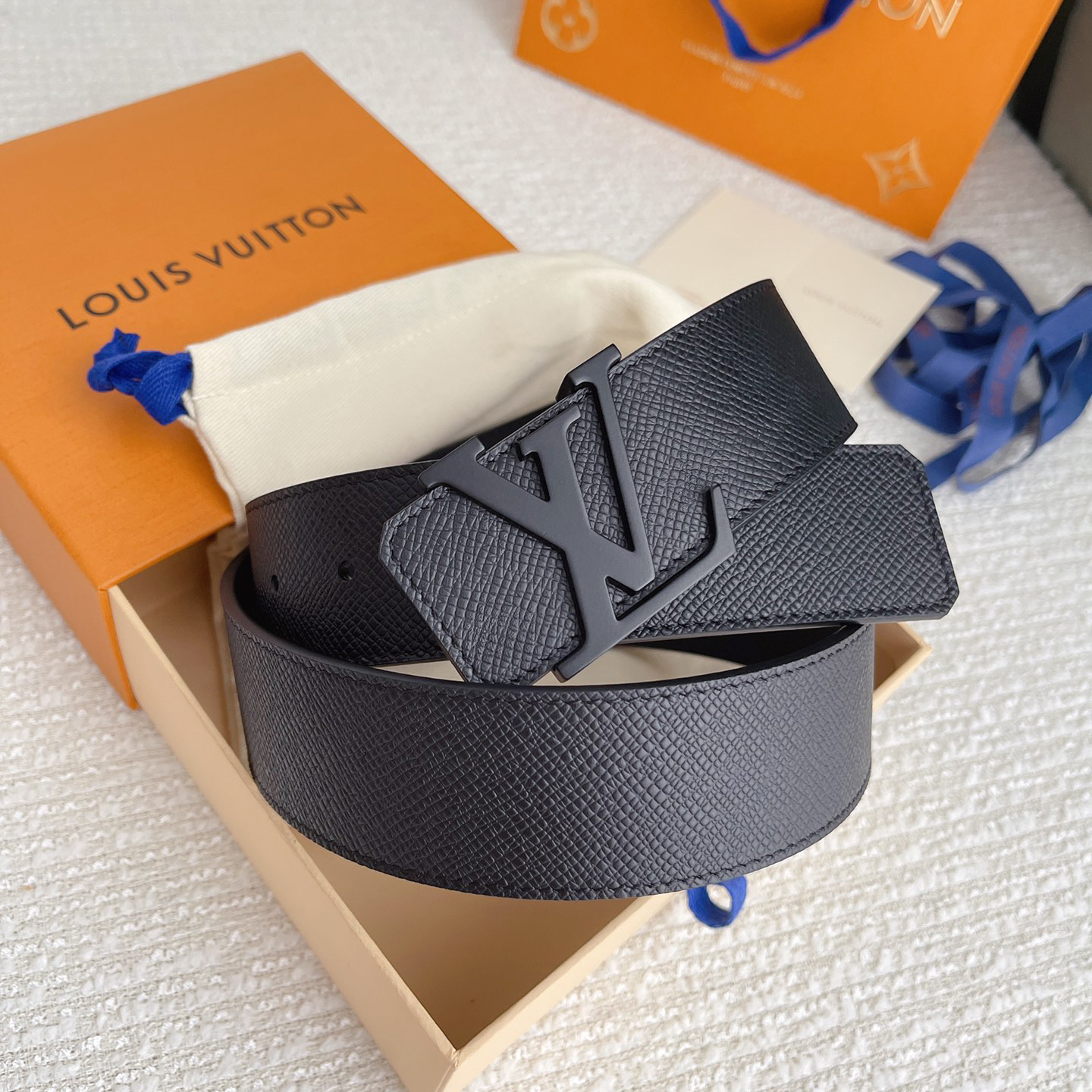 NIGO Louis Vuitton Men's Solid Color Design Metal Logo Label Calfskin Leather 40 mm Belt #nigo74729