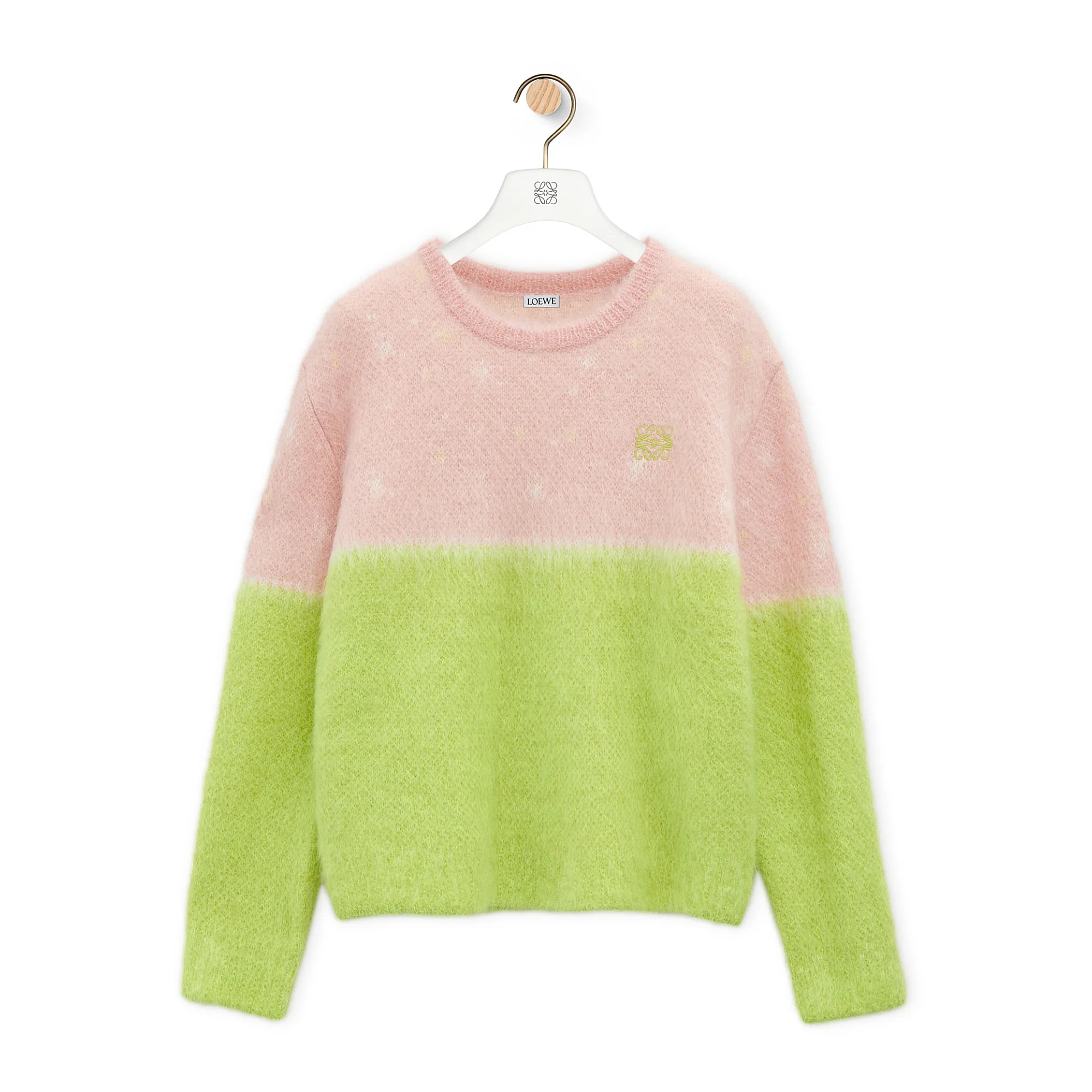 NIGO Loewe Women's Spring and Autumn Color Blocking Round Neck Mohair Long Sleeve Knit Sweater #nigo74732