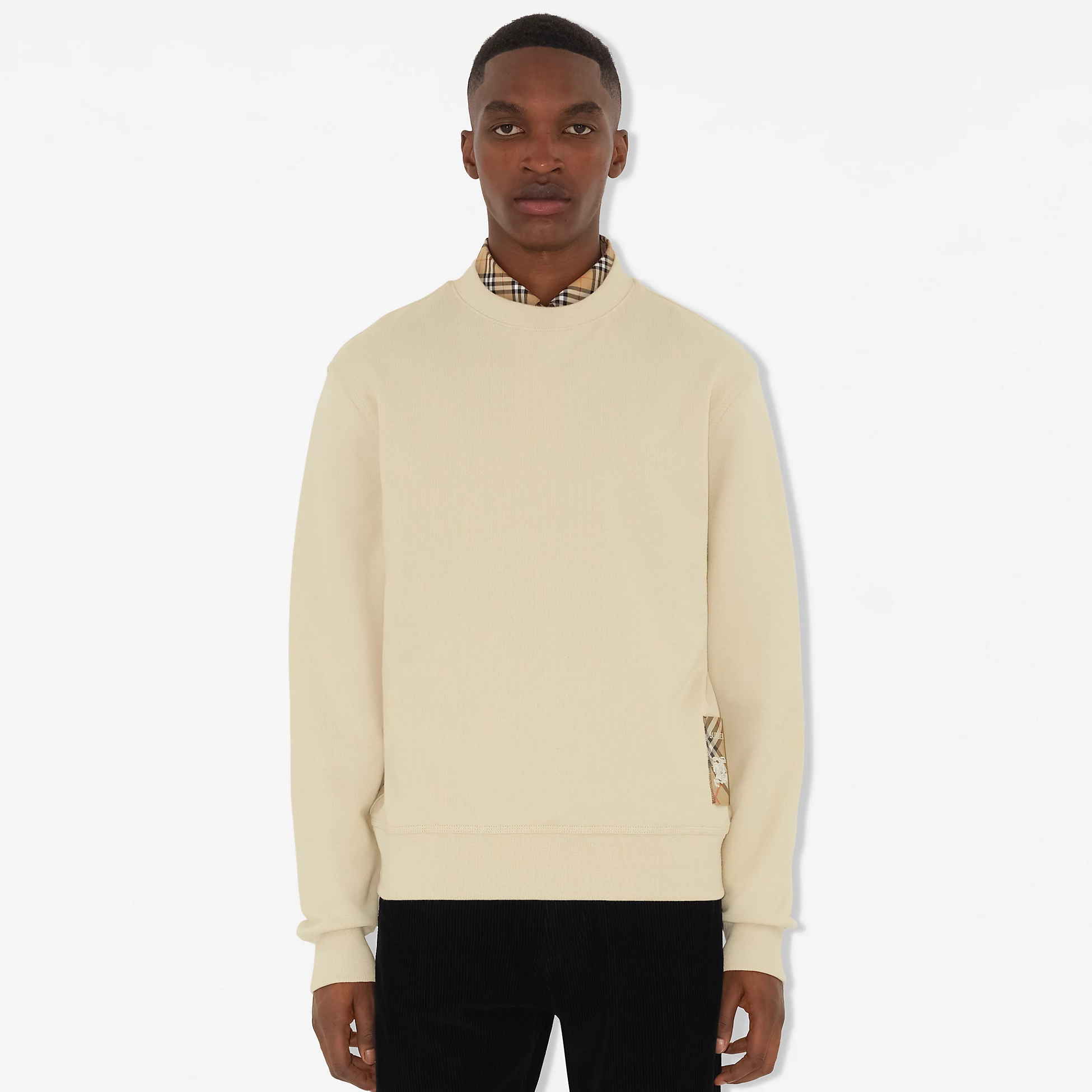 NIGO Burberry Men's Spring and Autumn Solid Color Checkered Printed Label Loose Round Neck Long Sleeve Sweatshirt #nigo74744