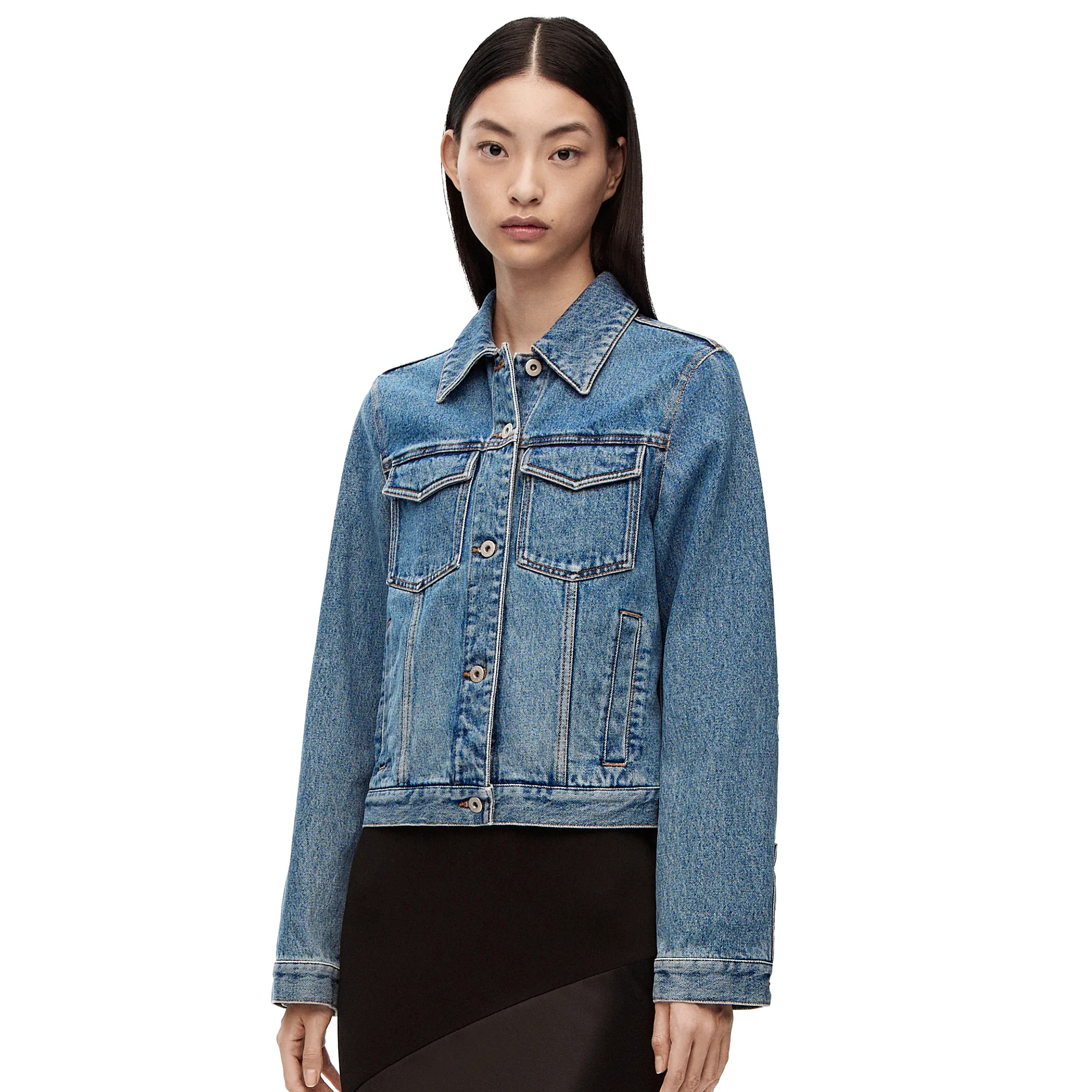 NIGO Loewe Women's Fall/Winter Blue Lapel Single Breasted Long Sleeve Denim Jacket #nigo74747