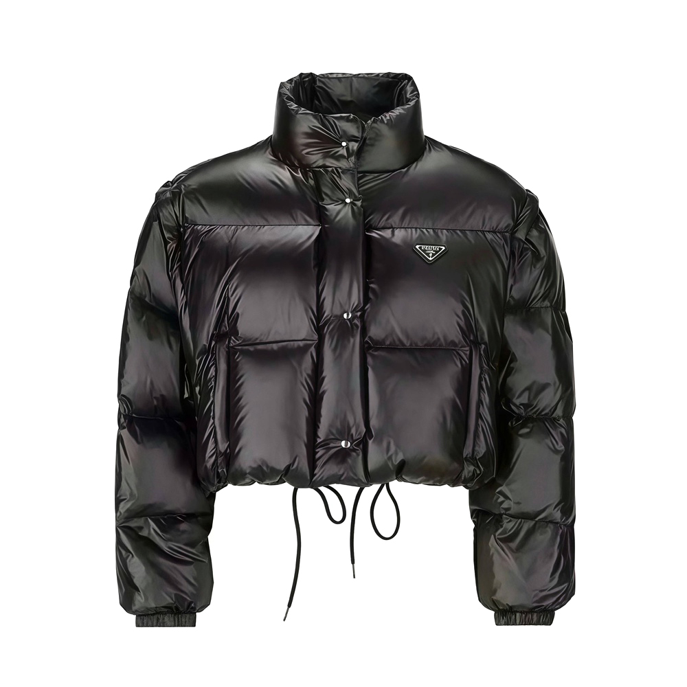 NIGO Prada Women's Fall And Winter Black Stand-up Collar Single-breasted Detachable Sleeve Sheepskin Puffer Down Jacket #nigo74758