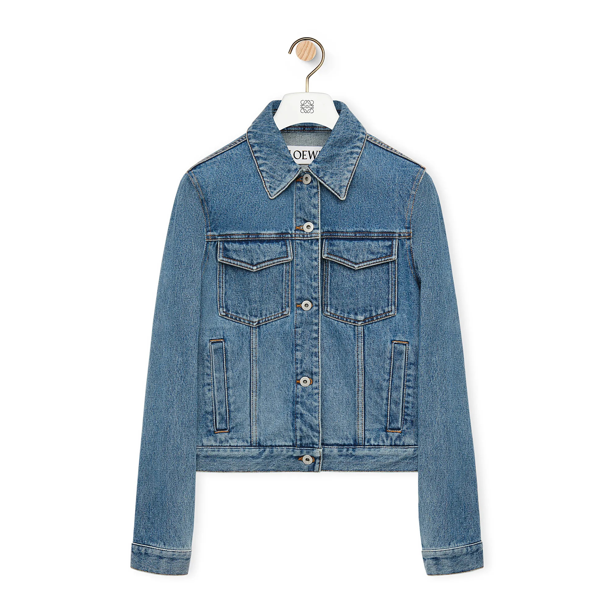 NIGO Loewe Women's Fall/Winter Blue Lapel Single Breasted Long Sleeve Denim Jacket #nigo74747
