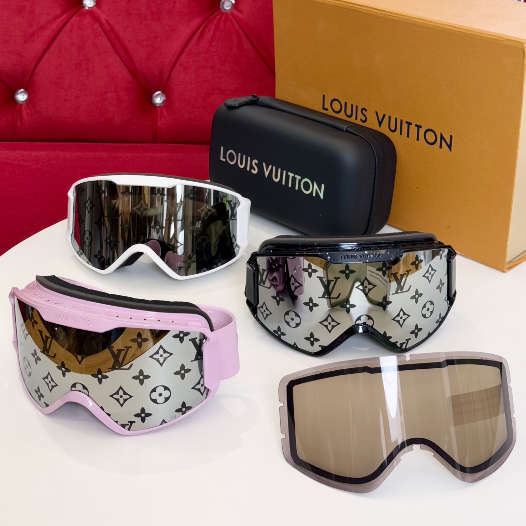 NIGO Louis Vuitton LV Snow Men's and Women's Anti-fog and Anti-Glare Magnetic Comfort Adjustable Stretch Binding Ski Glasses #nigo74766