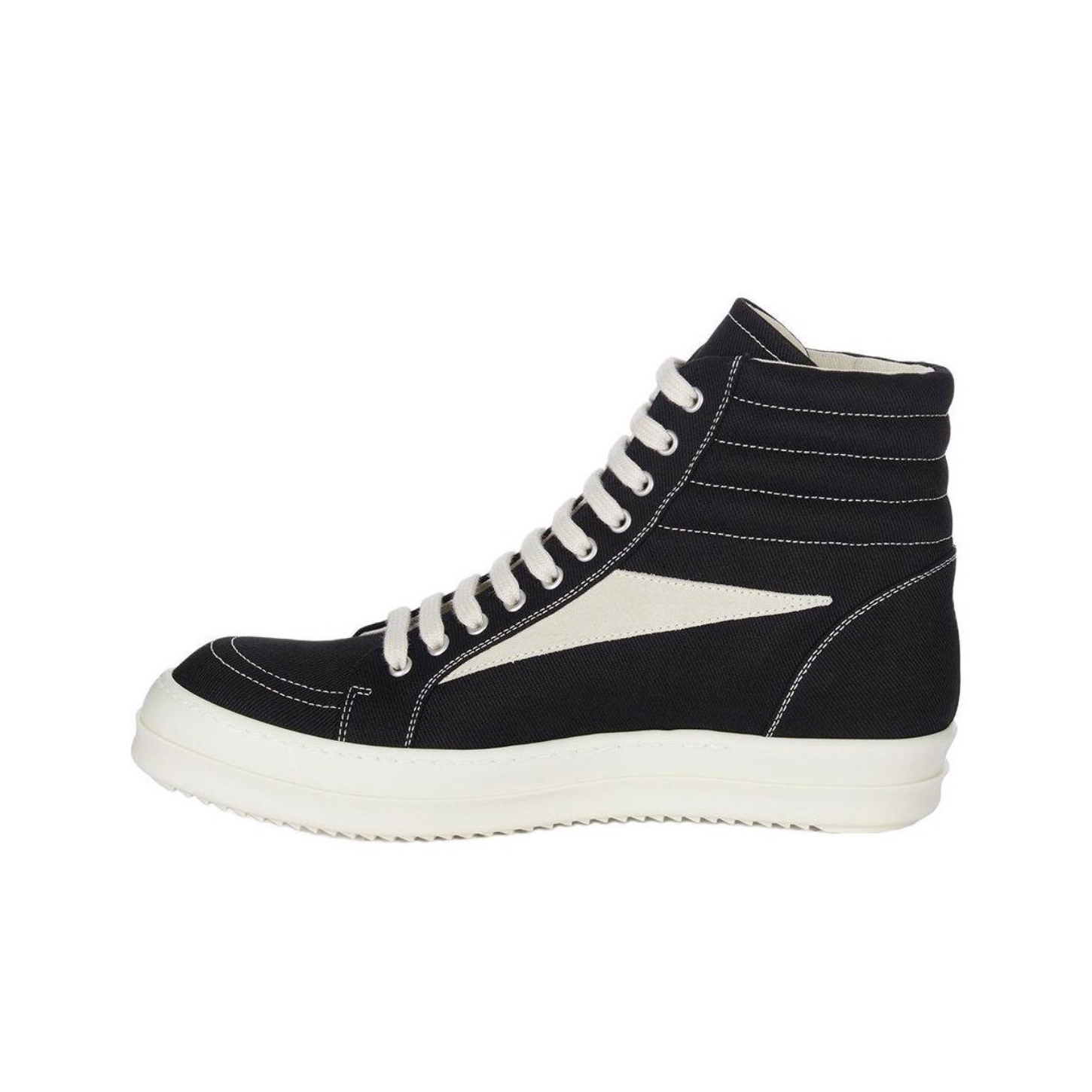 NIGO Rick Owens Men's And Women's Black And White Canvas Fabric Round Toe Lace Up High Top Board Shoes #nigo74762