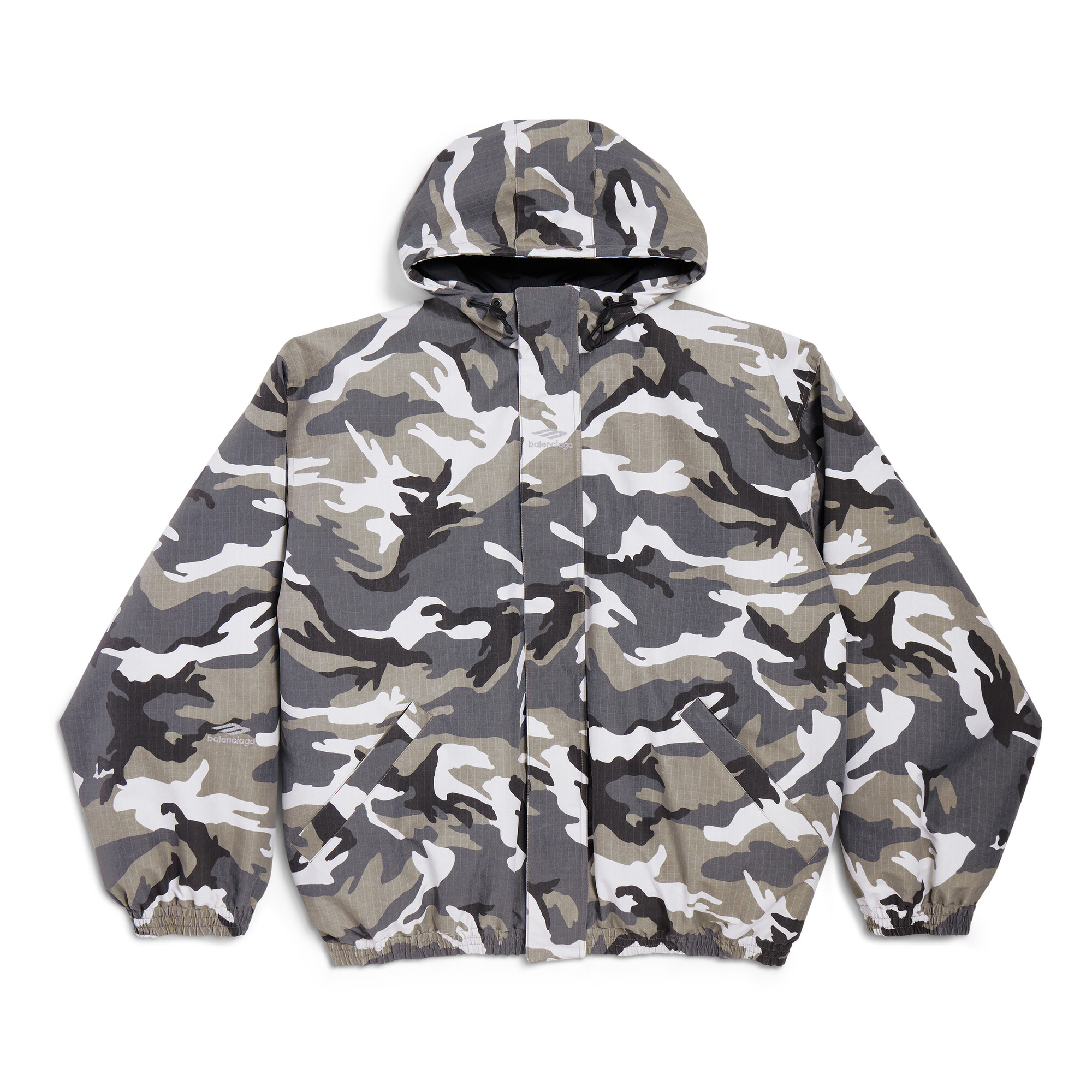 NIGO Balenciaga Men's Autumn and Winter Gray Camouflage Hooded Zipper Long Sleeve Nylon Parker Jacket Straight Ski Pants Suit Set #nigo74772