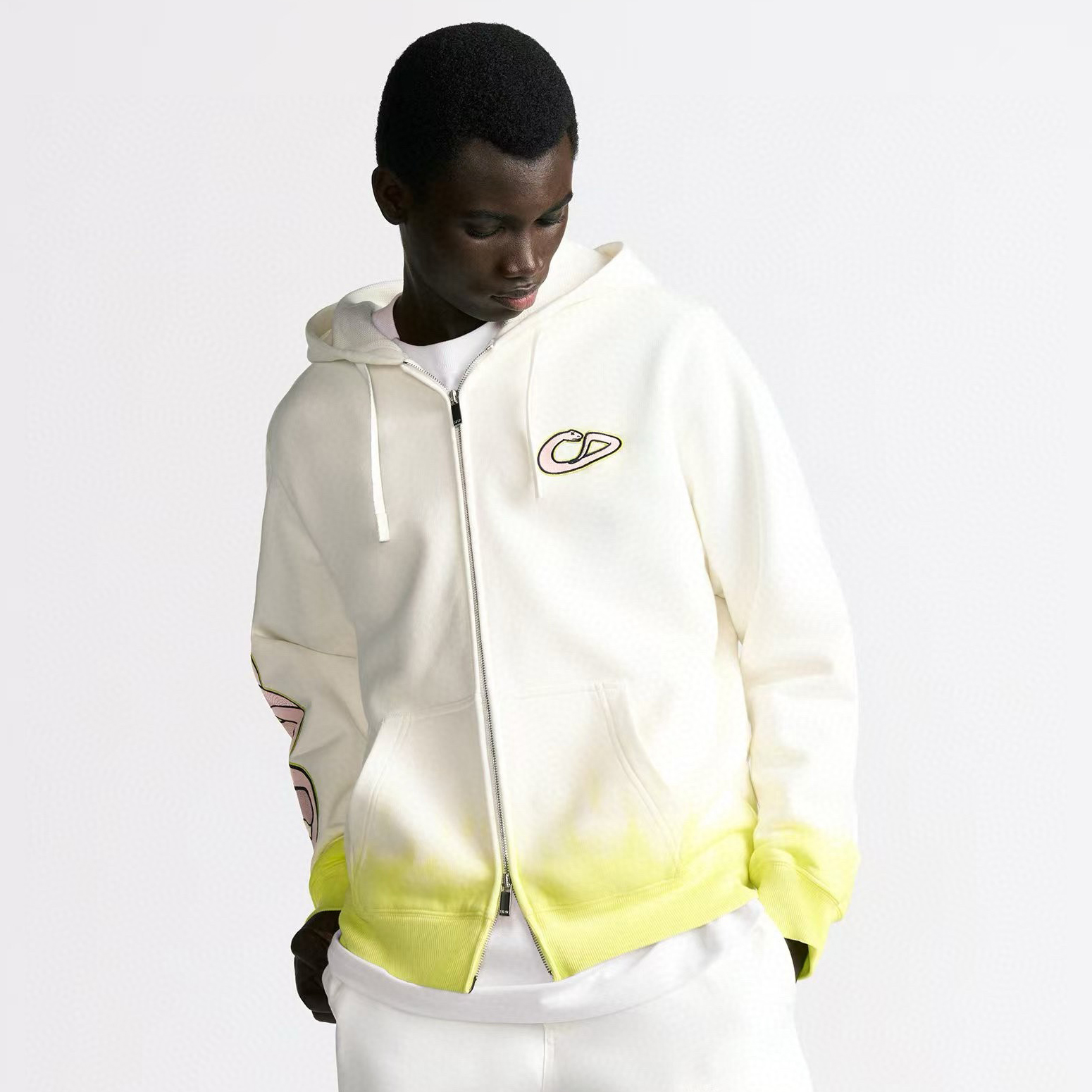 NIGO Dior And Kaws Men's Colorblocked Drawstring Hooded Zipper Long Sleeve Sweatshirt Jacket #nigo74776