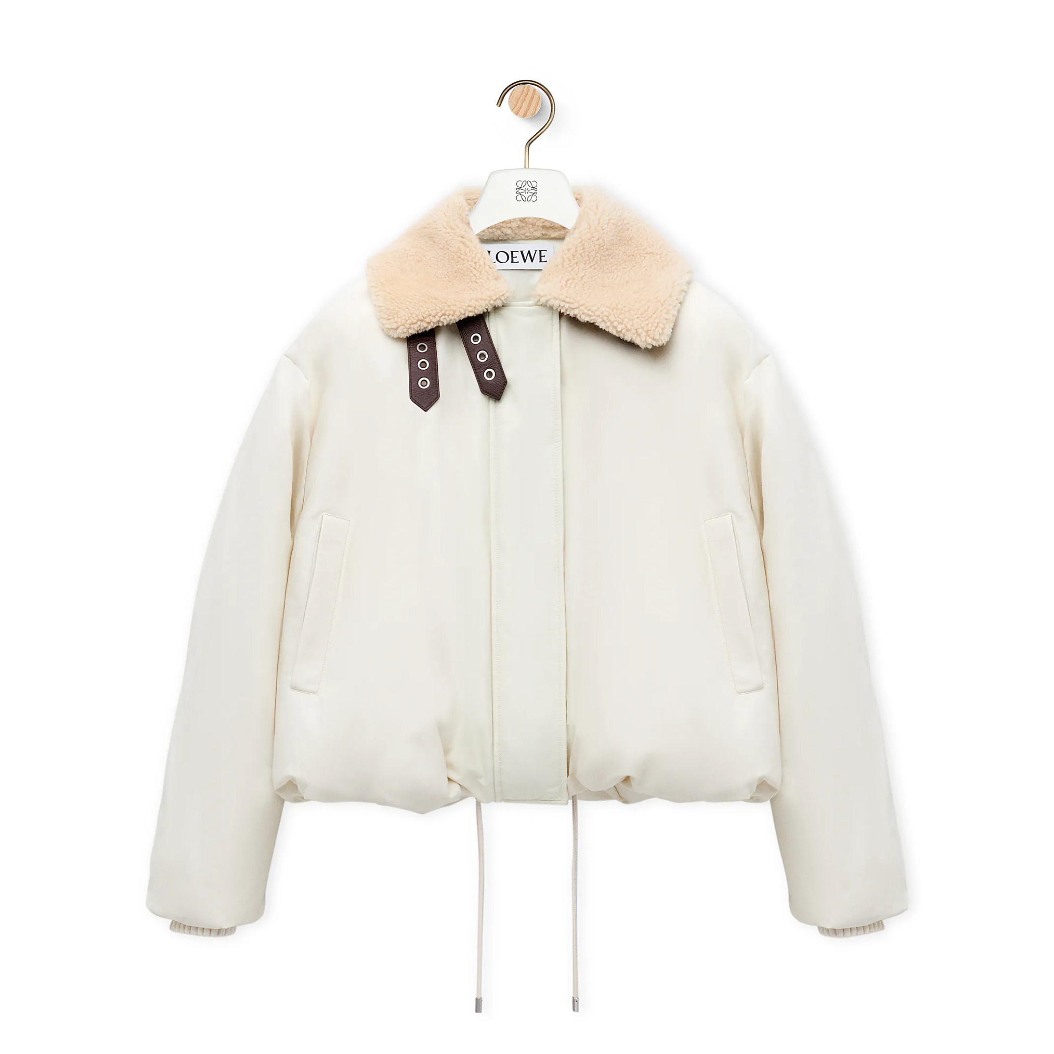 NIGO Loewe Women's Autumn and Winter Solid Color Detachable Shearling Collar Zipper Long Sleeve Jacket #nigo74767