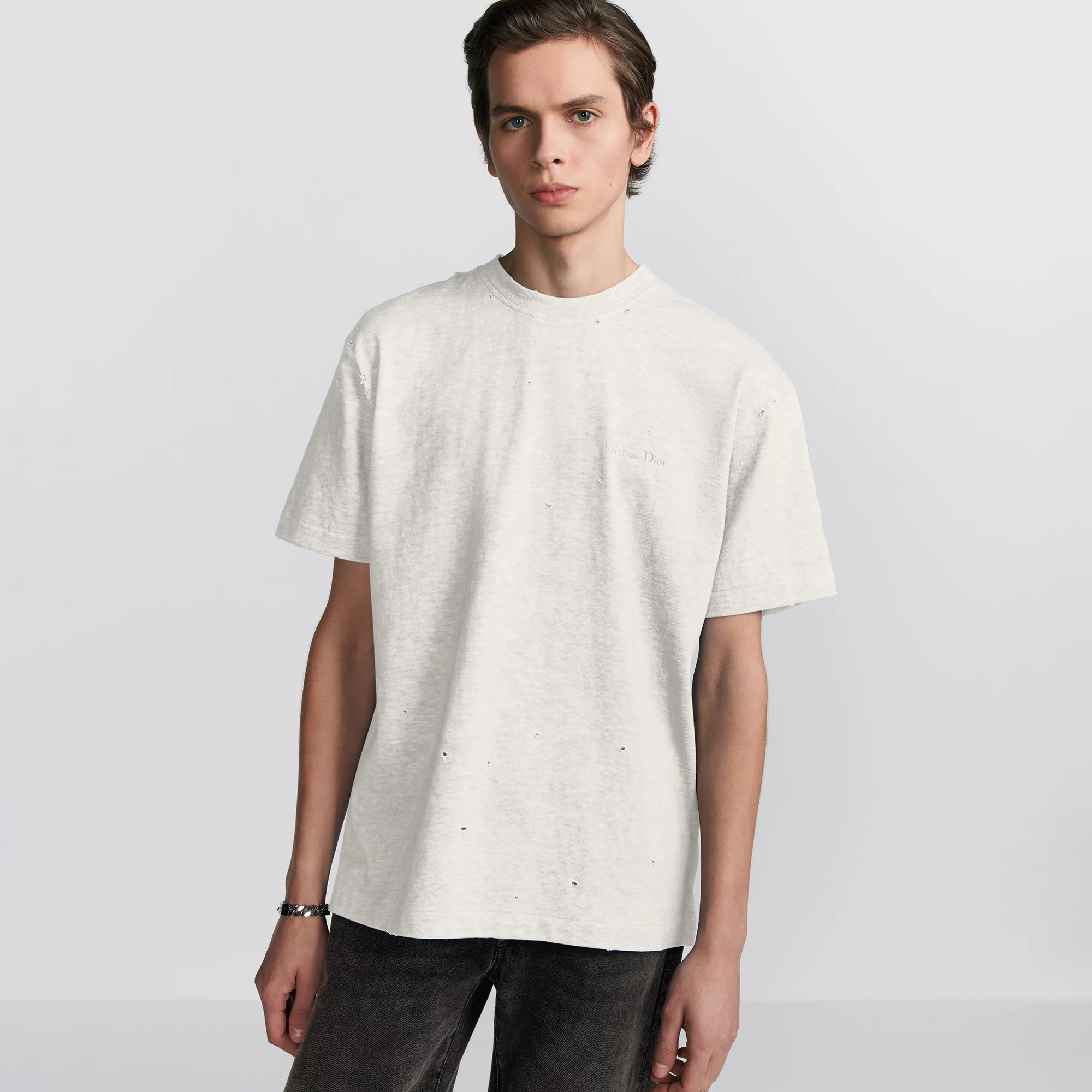 NIGO Dior Men's Solid Color Hole Letters Printed Round Neck Cotton Short Sleeve T-shirt #nigo74768