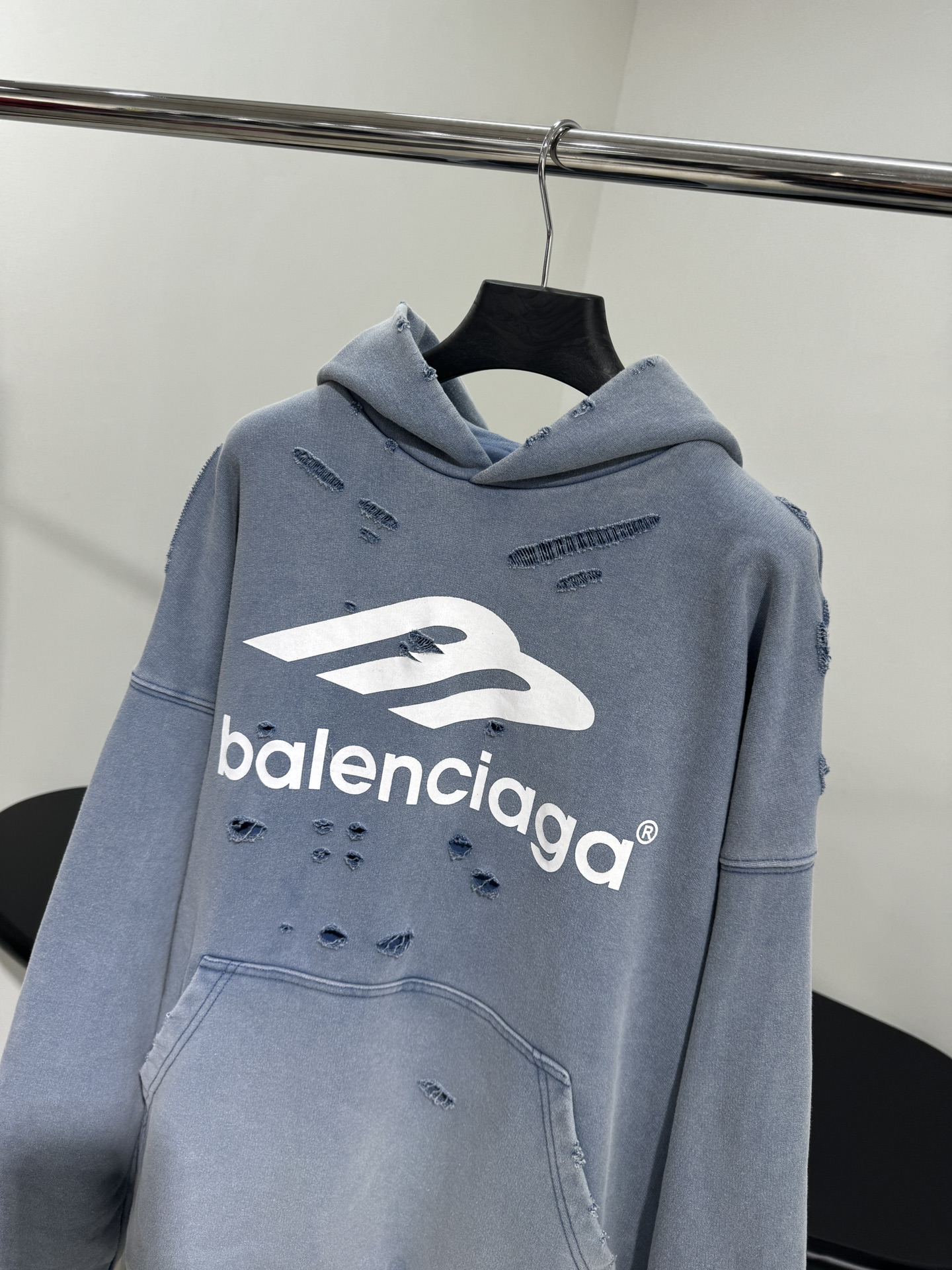 NIGO Balenciaga Men's And Women's Spring And Autumn Solid Color Letters Printed Hole Long-sleeved Hooded Sweatshirt #nigo74789