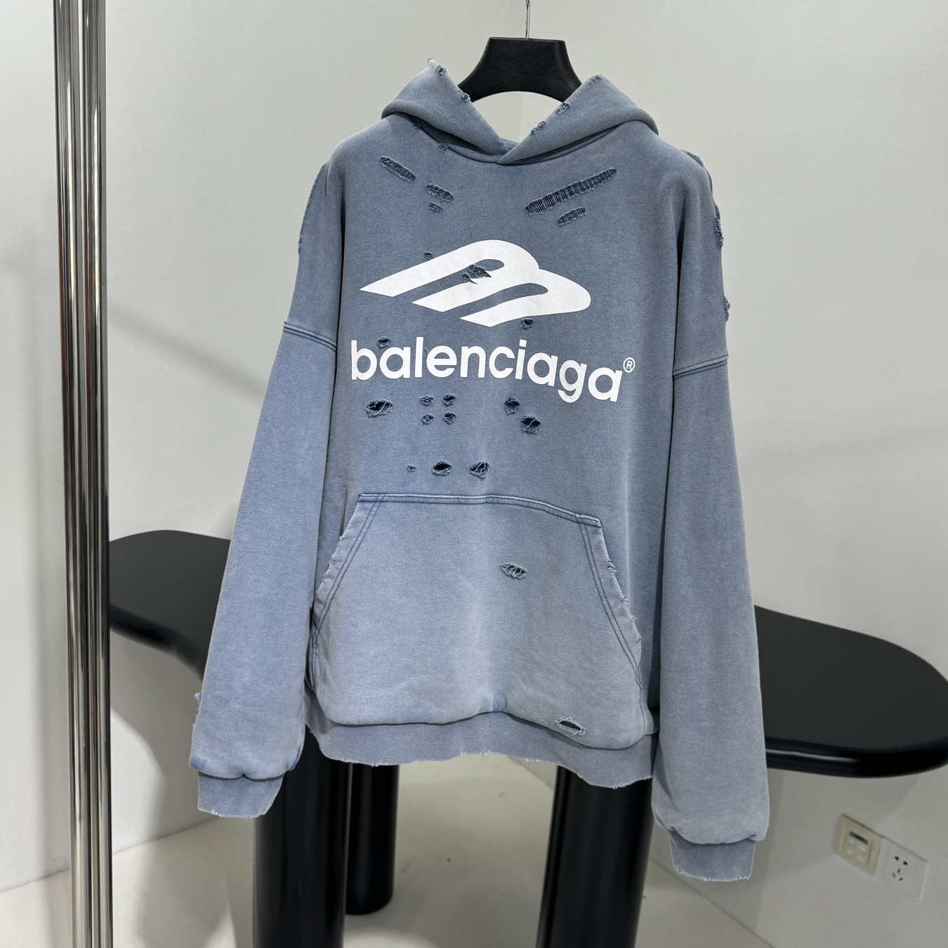 NIGO Balenciaga Men's And Women's Spring And Autumn Solid Color Letters Printed Hole Long-sleeved Hooded Sweatshirt #nigo74789