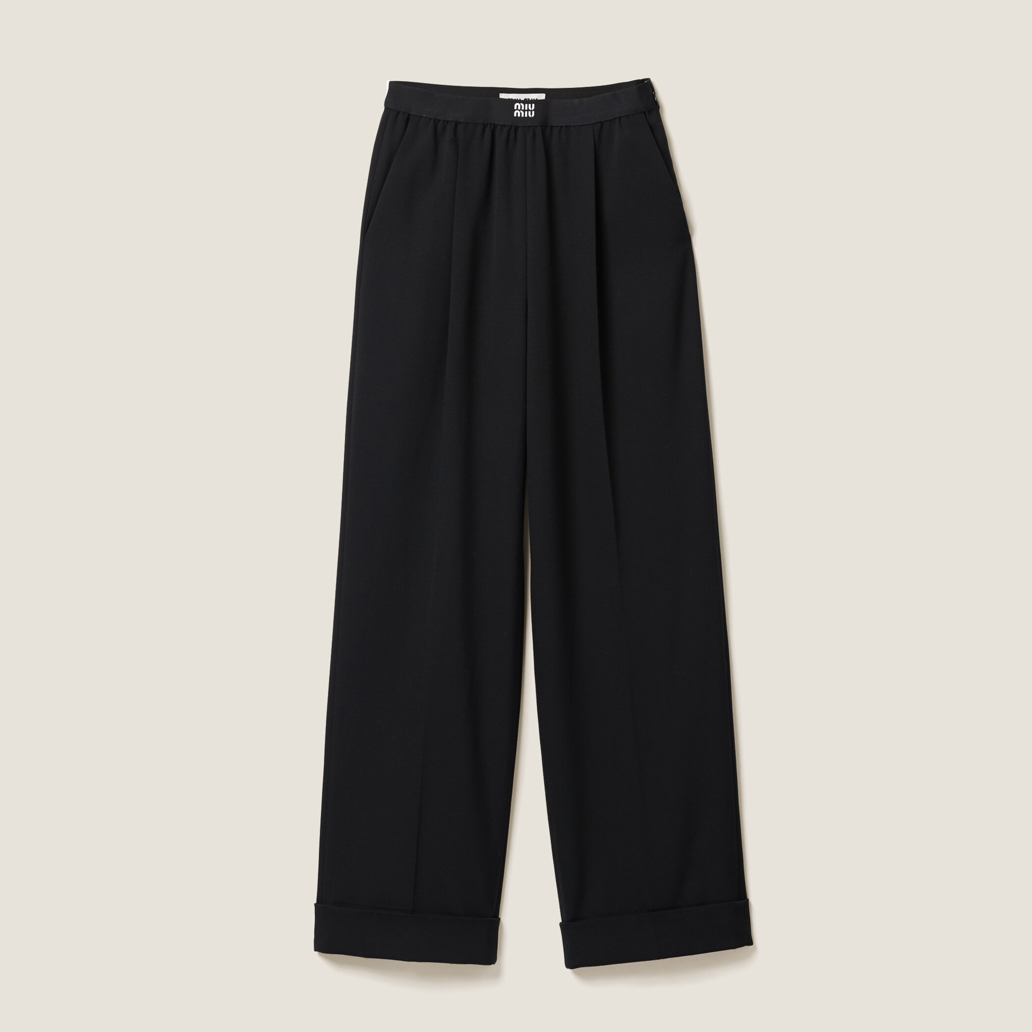 NIGO MiuMiu Women's Spring and Autumn Solid Color Elastic Mid Waist Wide Leg Casual Pants #nigo74784