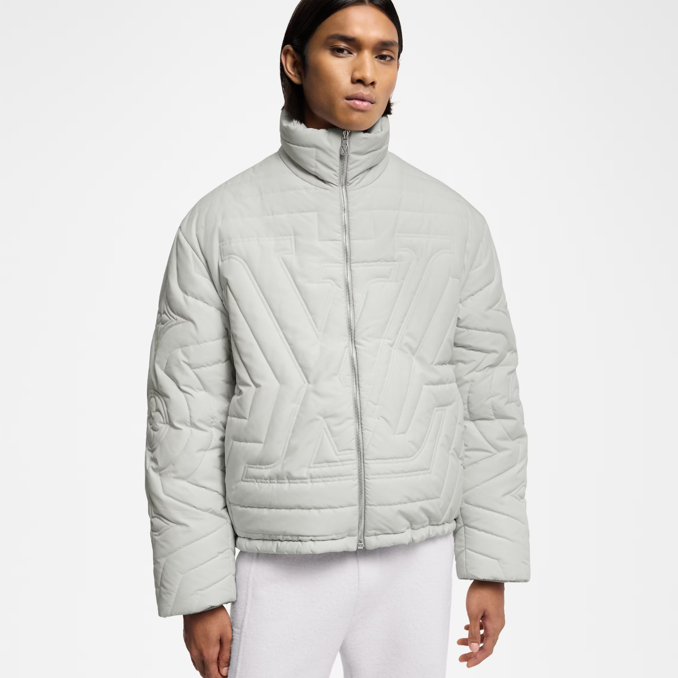 NIGO Louis Vuitton Men's Autumn and Winter Solid Color Standing Collar Quilted Drawstring Letter Embroidered Zipper Long Sleeve Jacket #nigo74796