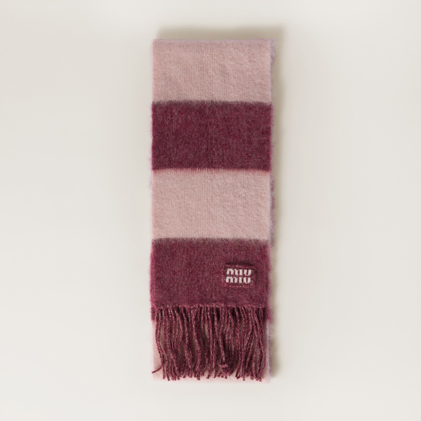 NIGO MiuMiu Women's Fall/Winter Colorblocked Mohair Fringe Scarf #nigo73994