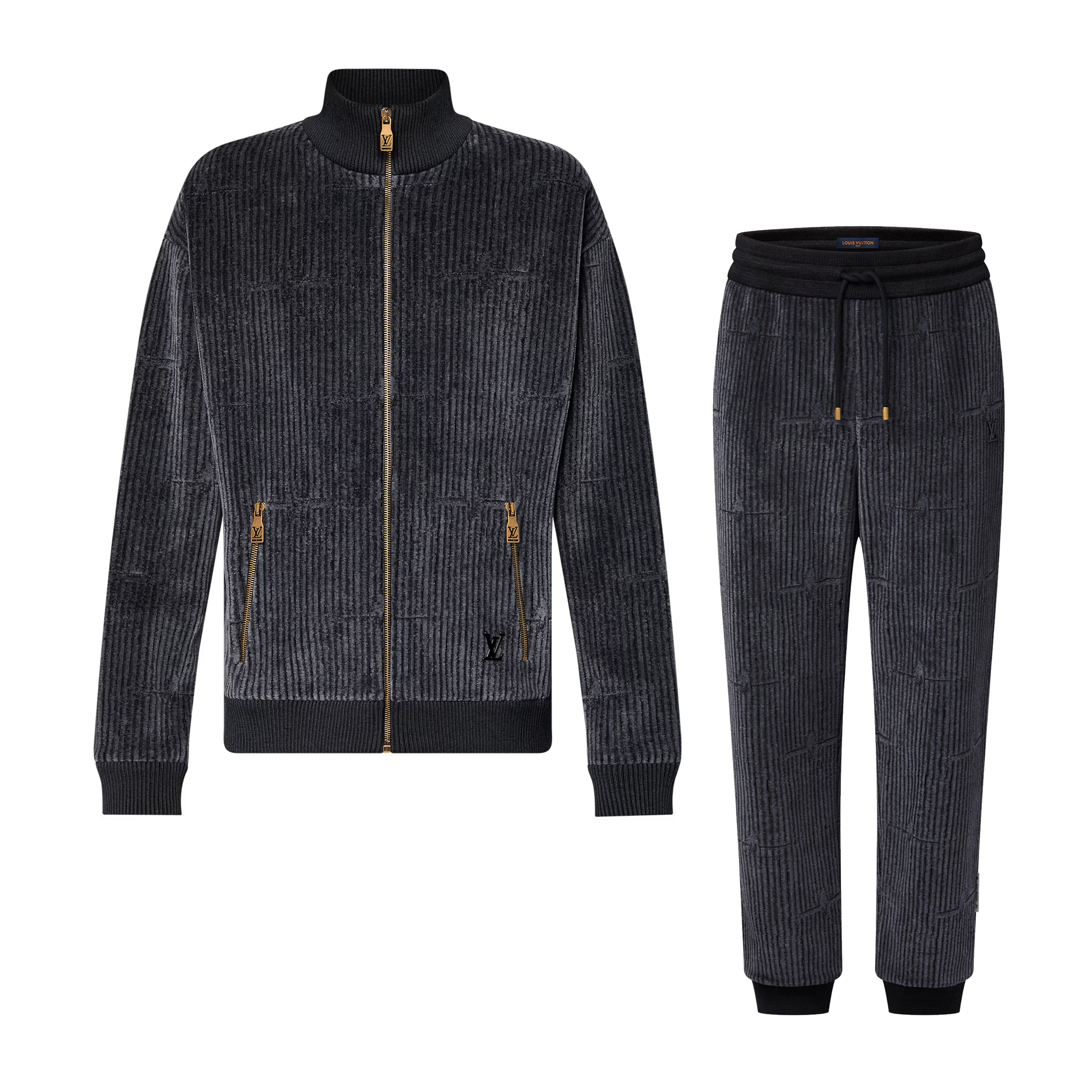 NIGO Louis Vuitton LV x Park Seo Bo Men's Spring and Fall Logo Jacquard Zipper Ribbed Cotton Velvet Long Sleeve Jacket #nigo74811