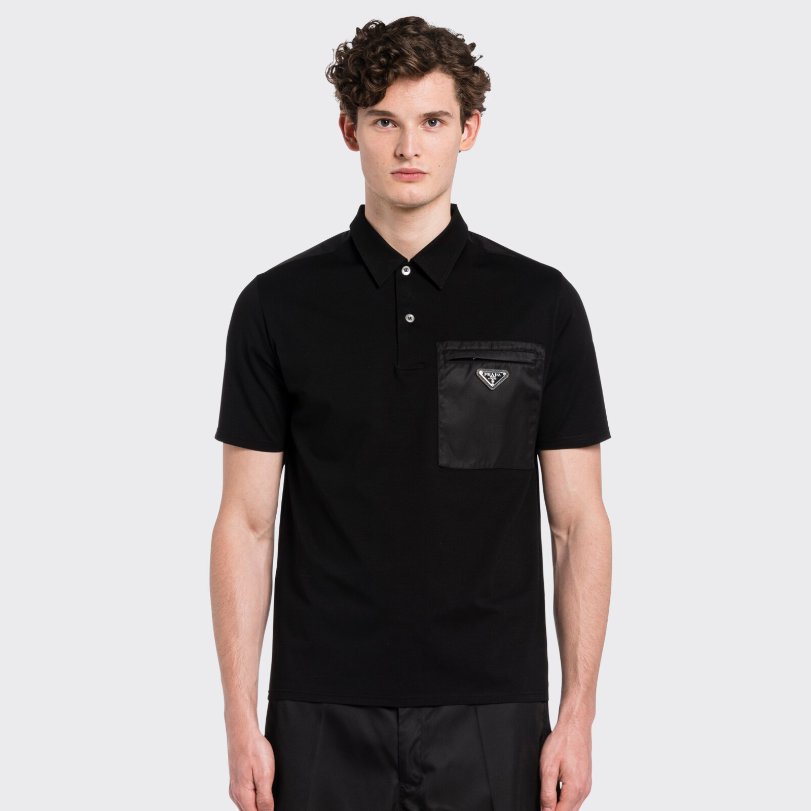 NIGO Prada Men's Summer Black Triangle Label Pocket Polo Neck Cotton Short Sleeve T-Shirt #nigo74815