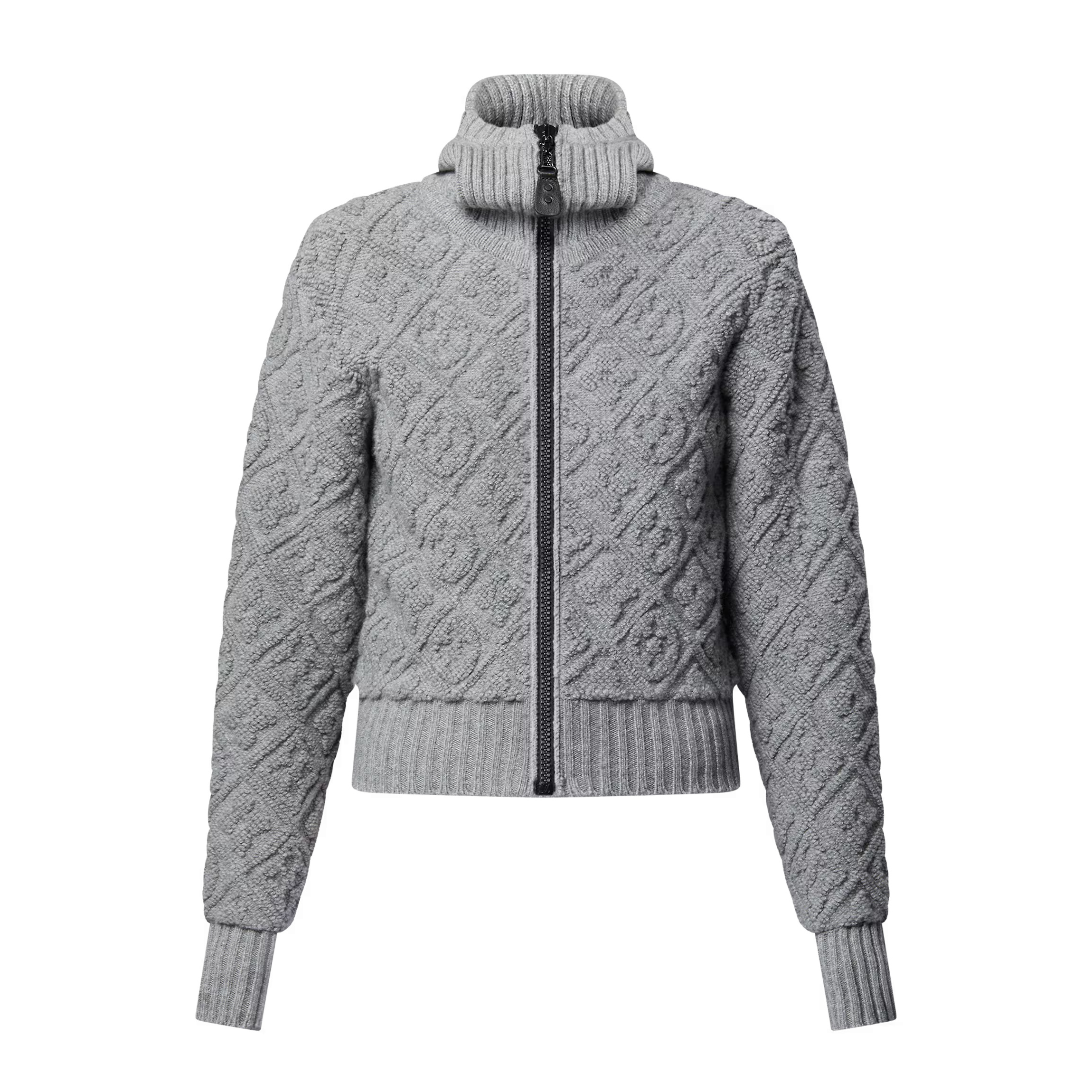 NIGO Louis Vuitton Women's Autumn and Winter Solid Color Hooded Wide Ribbed Knit Sweater Zipper Long Sleeve Jacket #nigo73993