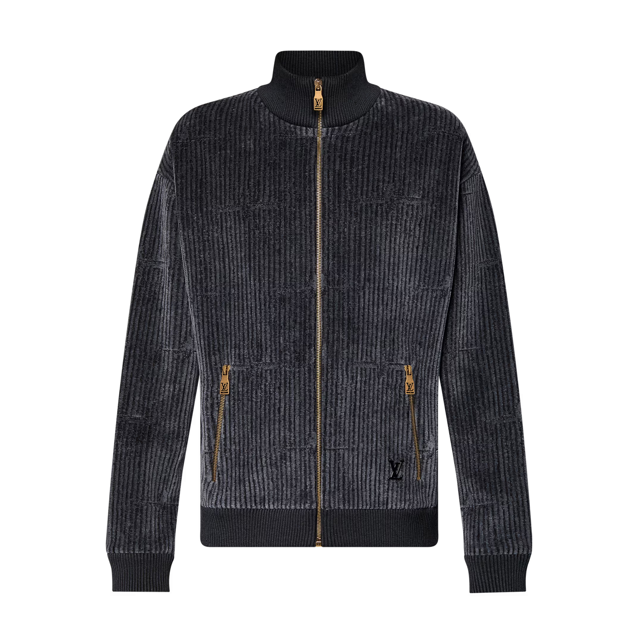 NIGO Louis Vuitton LV x Park Seo Bo Men's Spring and Fall Logo Jacquard Zipper Ribbed Cotton Velvet Long Sleeve Jacket #nigo74811