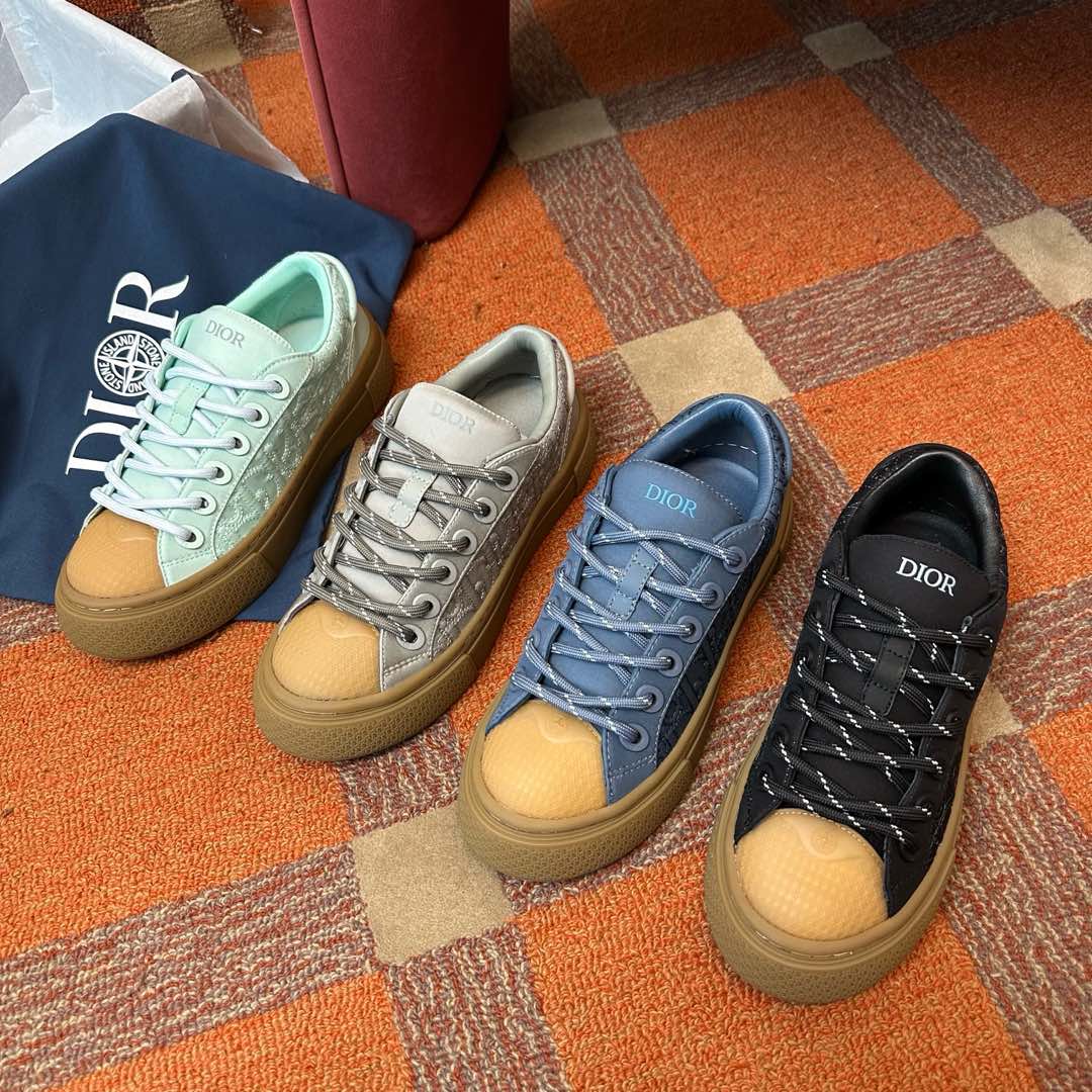 NIGO Dior B33 Men's And Women's Low Top Lace Up Leather Casual Printed Thick Bottom Height Increasing Sneakers Shoes #nigo74837