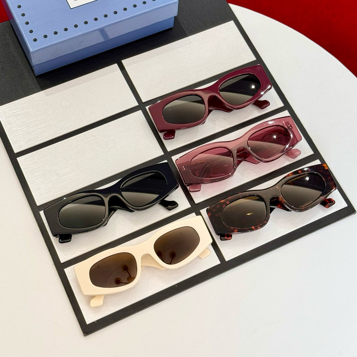 NIGO Gucci Women's Solid Color Legs Metal Logo Irregular Shape Sunglasses Eyeglasses Glasses #nigo74835