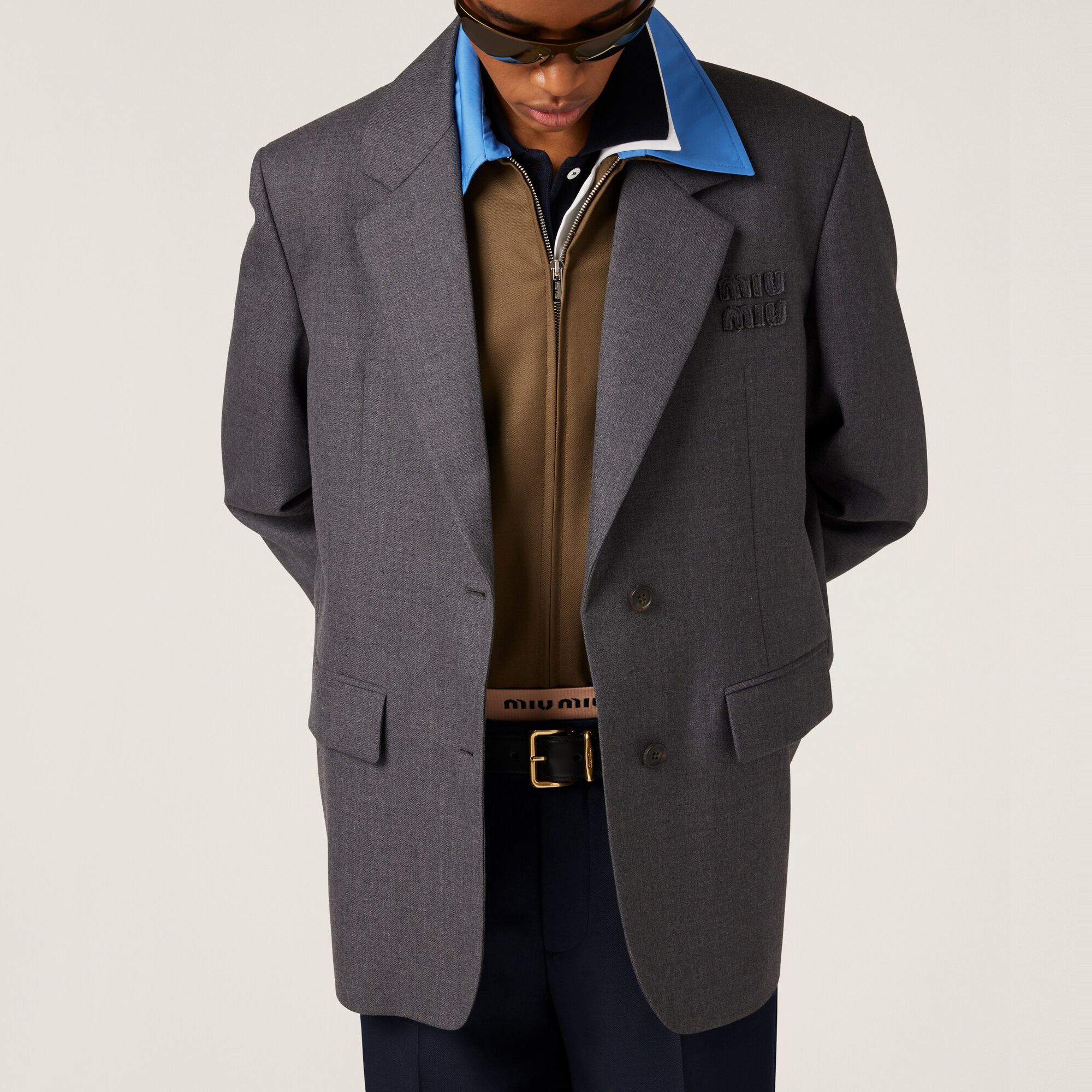 NIGO MiuMiu Women's Spring and Autumn Embroidered Letter Logo Single Breasted Waldorf Tweed Single Breasted Long Sleeve Jacket #nigo74829