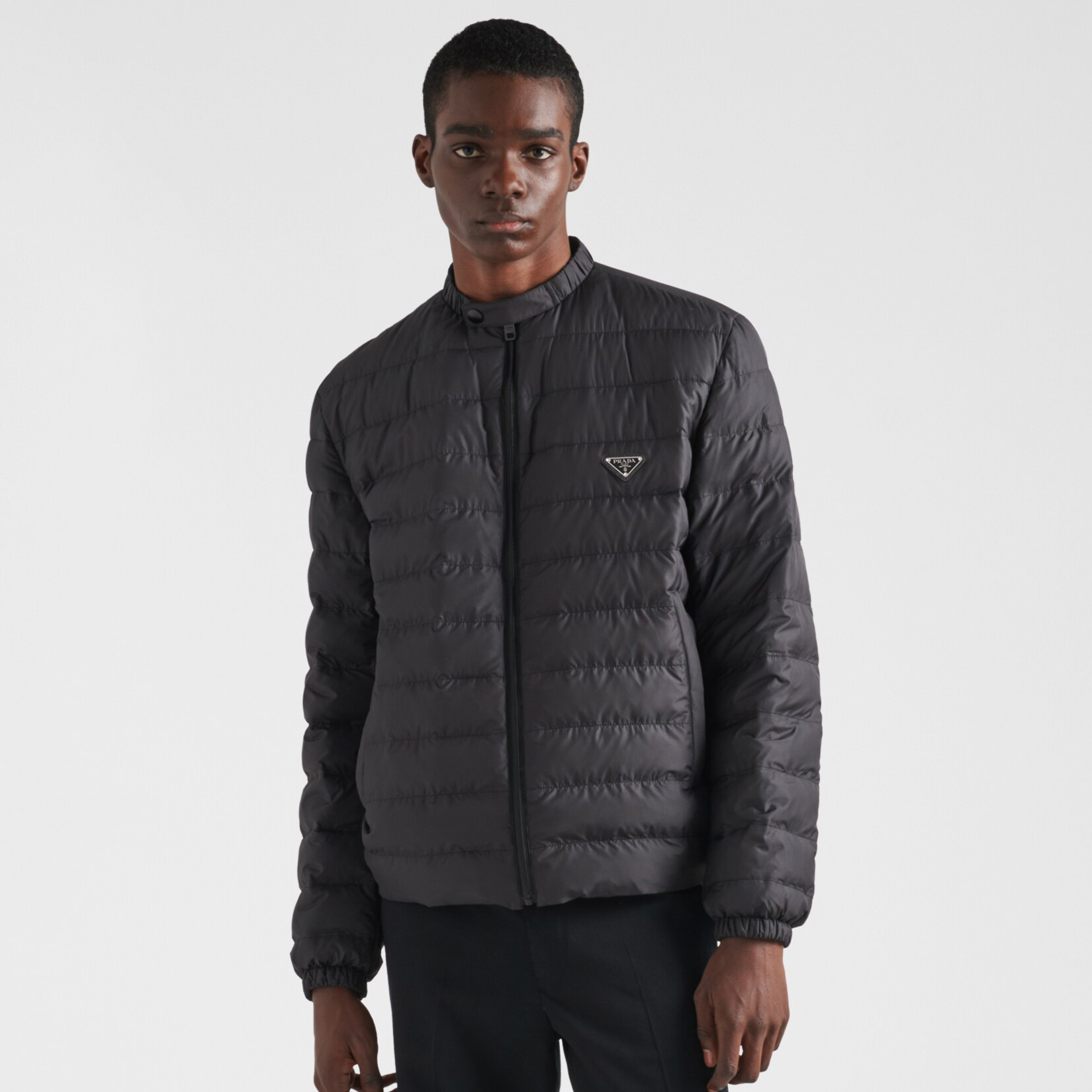 NIGO Prada Men's Autumn and Winter Solid Color Triangle Logo Logo Round Collar Zipper Long Sleeve Jacket #nigo74834