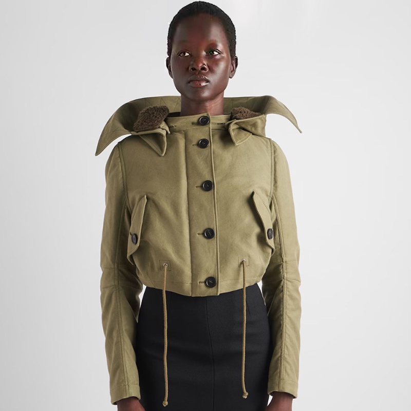 NIGO Prada Women's Spring And Autumn Solid Color Single Breasted Long Sleeve Fitted Short Hooded Jacket Ngvp #nigo9816