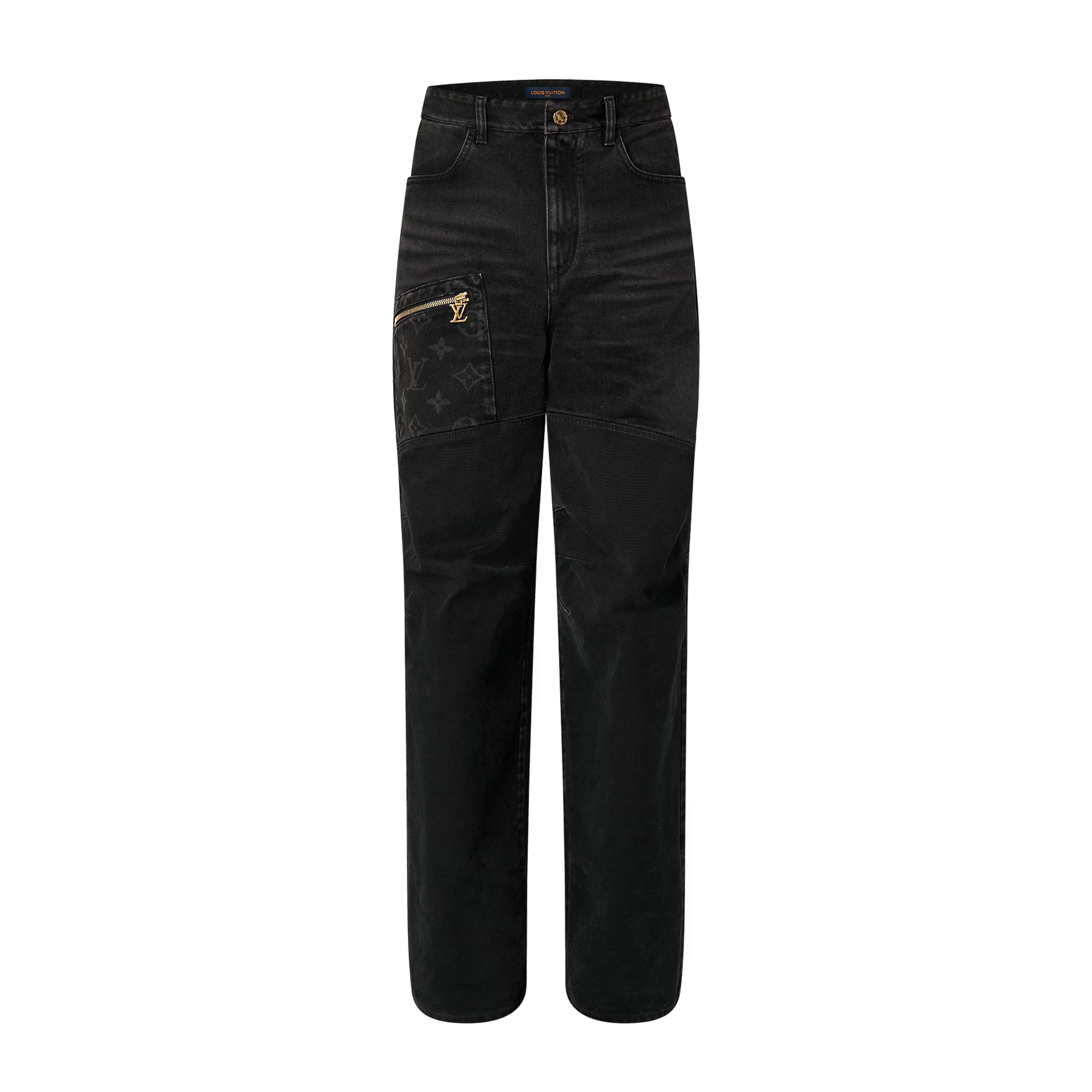 NIGO Louis Vuitton Men's Spring and Autumn Solid Color Letter Printed Pocket Aged Casual Jeans Pants #nigo74828