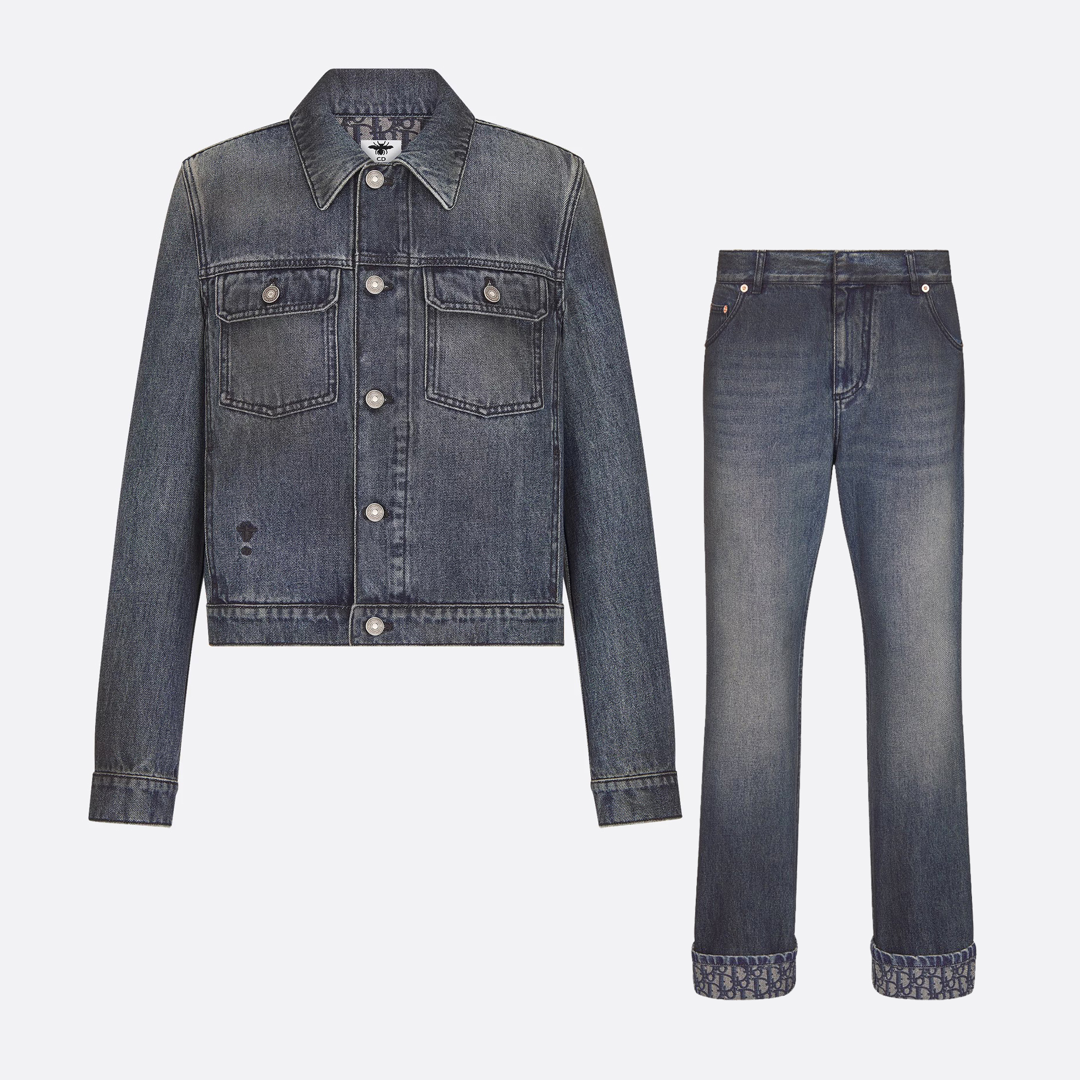 NIGO Dior Women's Spring and Autumn Solid Color Washed Cotton Single Breasted Long Sleeve Denim Jacket Jeans Pants Set Suit #nigo74827