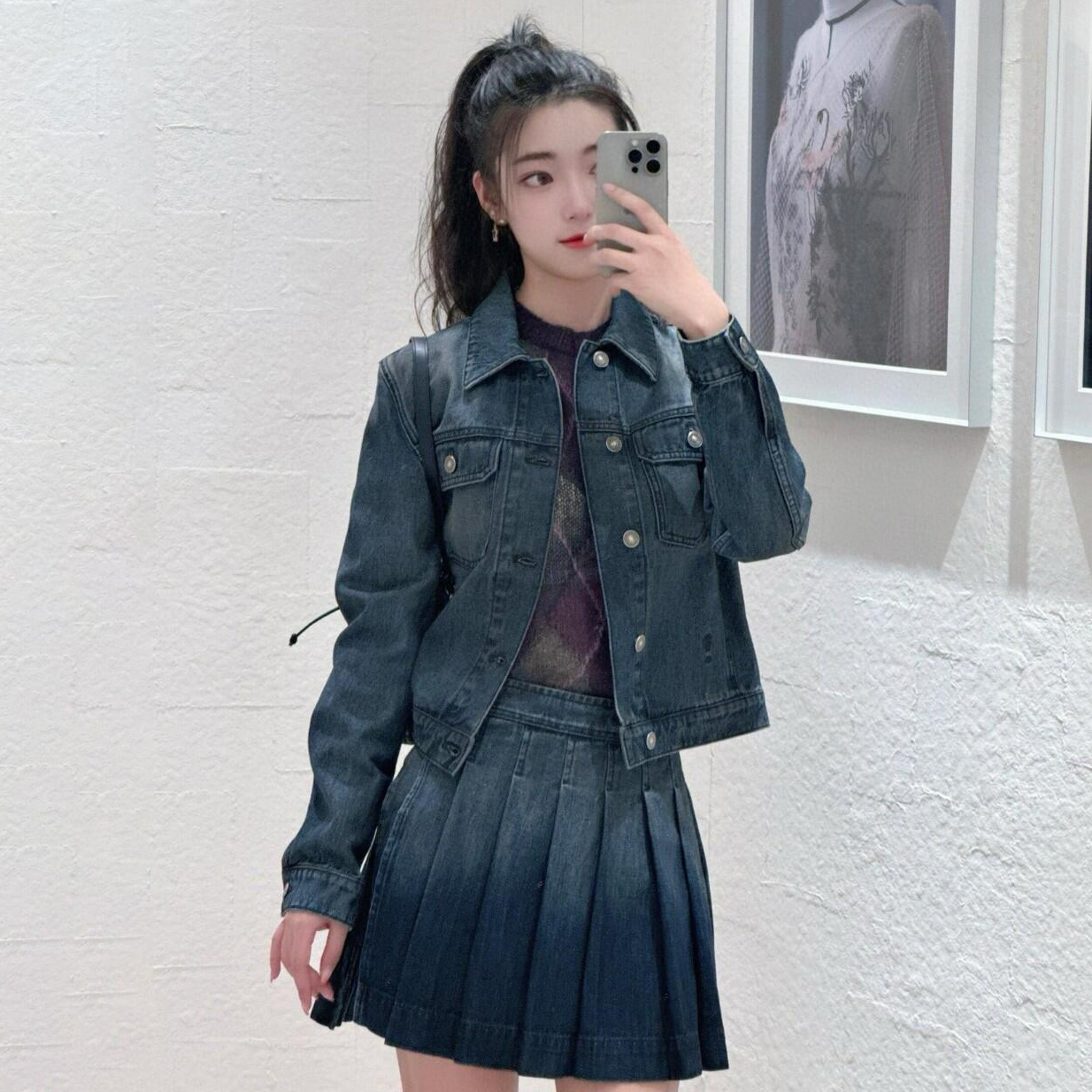 NIGO Dior Women's Spring and Autumn Solid Color Washed Cotton Single Breasted Long Sleeve Denim Jacket Jeans Pants Set Suit #nigo74827