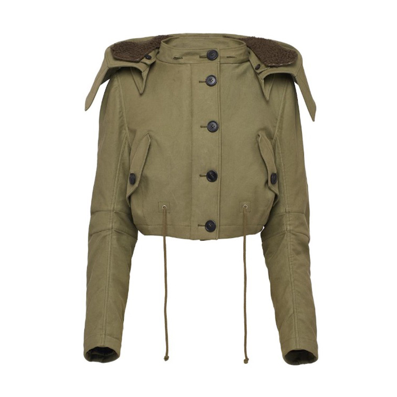 NIGO Prada Women's Spring And Autumn Solid Color Single Breasted Long Sleeve Fitted Short Hooded Jacket Ngvp #nigo9816