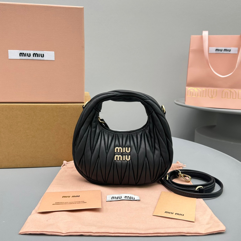 NIGO MiuMiu Wander Women's Metal Engraved Logo Zipper Closure Quilted Napa Leather Shoulder Crossbody Handbag Bag Bags #nigo74842