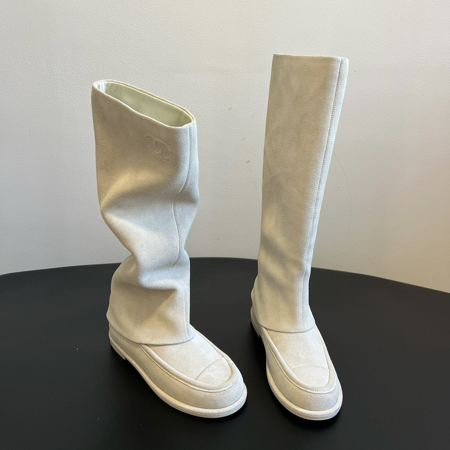 NIGO Chanel Women's Autumn and Winter Solid Color Suede Fabric Sheepskin Lining Tall Boots Shoes #nigo74848