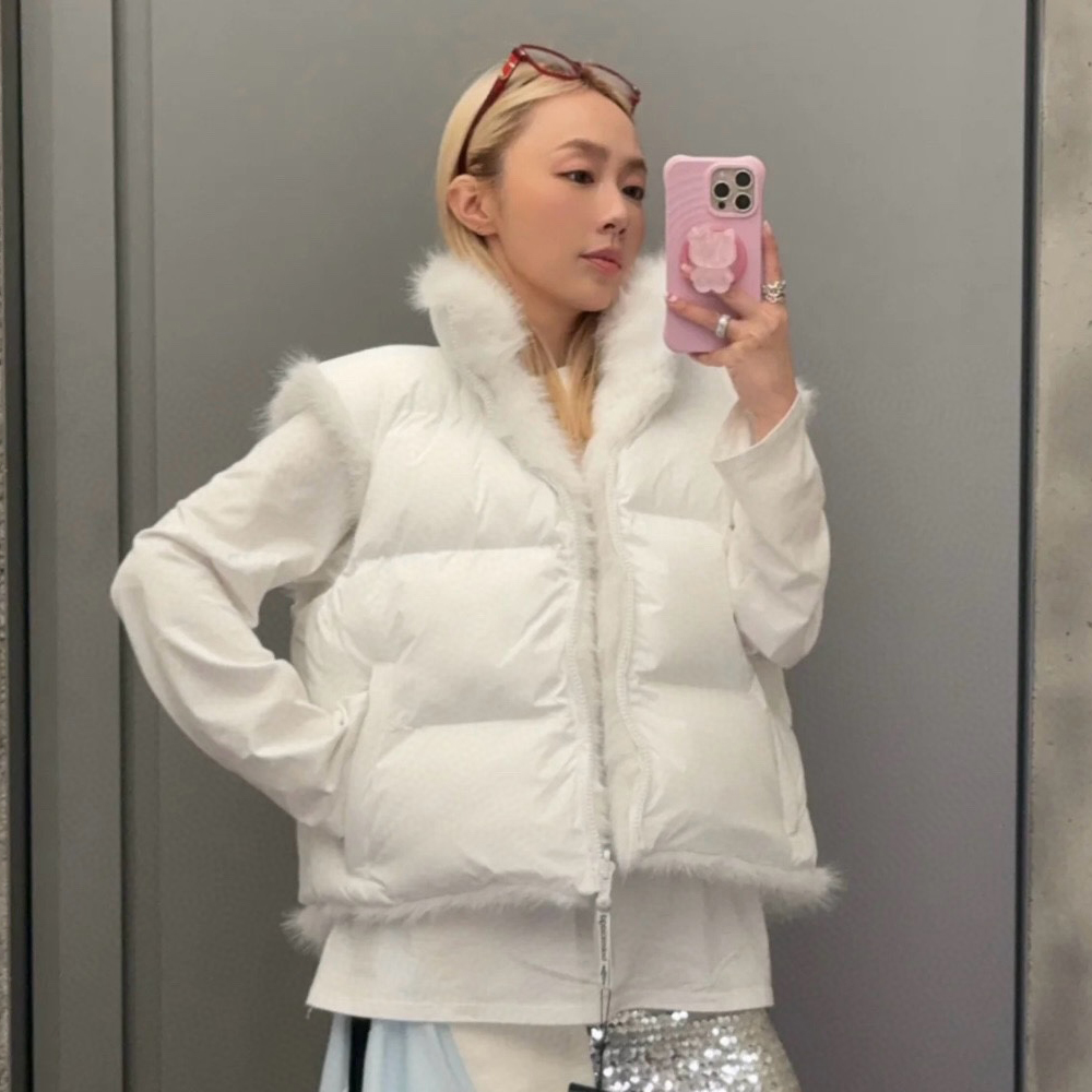 NIGO Balenciaga Women's Fall And Winter Nylon Fabric Double Sided Wear Fur Fabric Zipper Sleeveless Vest Jacket #nigo74841