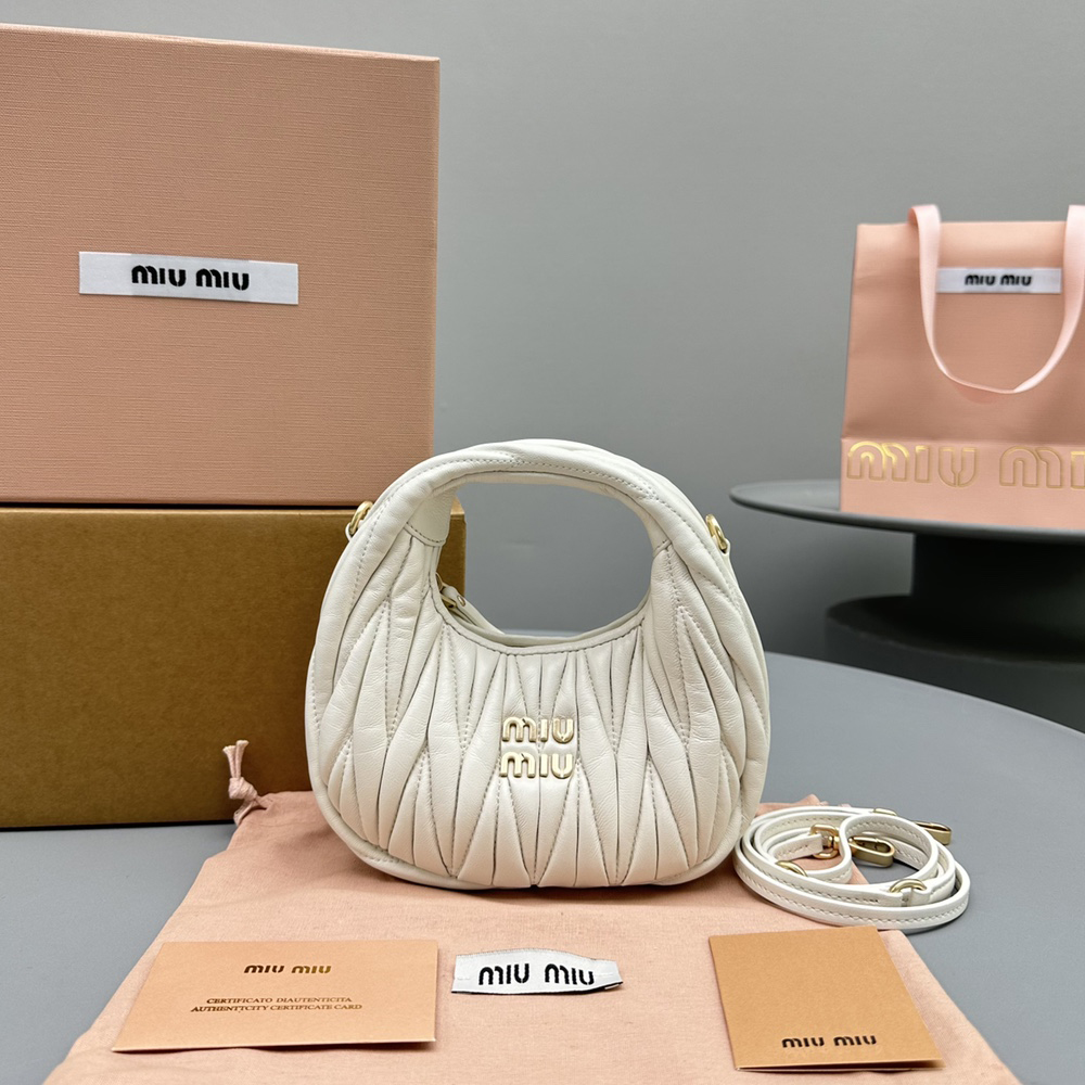 NIGO MiuMiu Wander Women's Metal Engraved Logo Zipper Closure Quilted Napa Leather Shoulder Crossbody Handbag Bag Bags #nigo74842