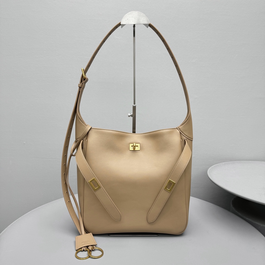 NIGO Balenciaga Women's Black BEL AIR Small HOBO Bags Leather Casual Tote Shoulder Bags 8110182ABAV1000 Ngvp #nigo9834