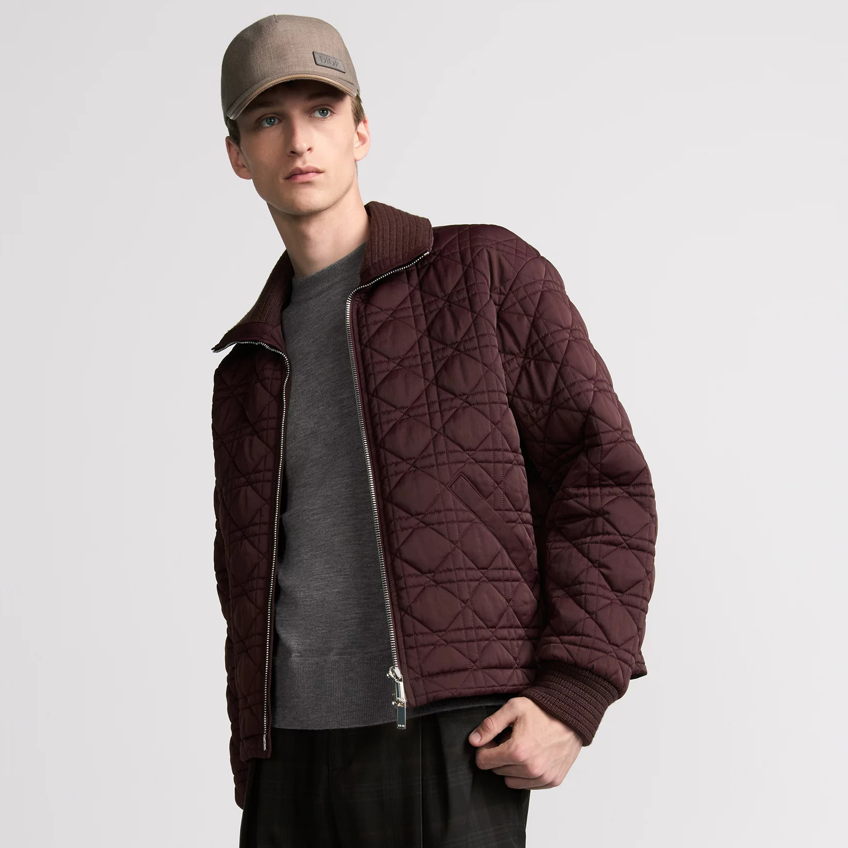NIGO Dior Men's Autumn and Winter Solid Color Lapel Quilted Zipper Long Sleeve Jacket #nigo74854