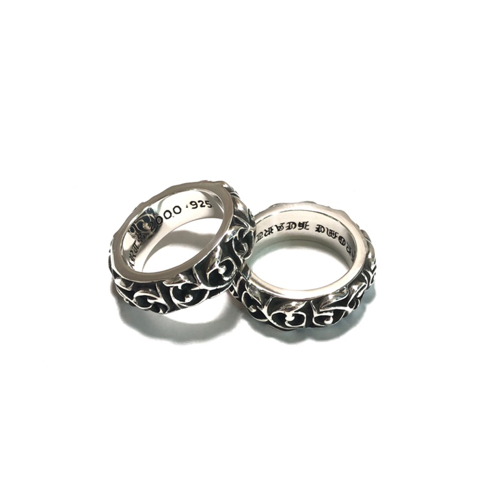 NIGO Chrome Hearts Men's and Women's Silver Crucifix Logo Punk Rock Couple's Ring Jewelry #nigo74862