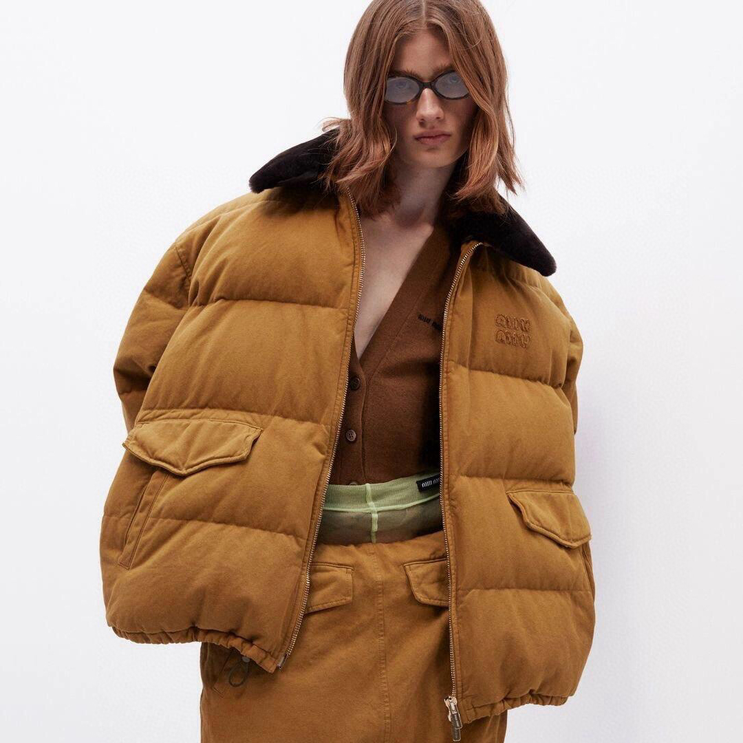 NIGO MiuMiu Women's Autumn and Winter Solid Color Letter Embroidery Lapel Zipper Casual Cotton Jacket #nigo74857